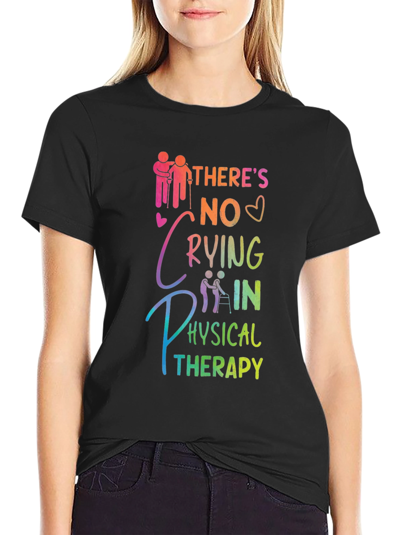 Black Physical Therapy T-Shirt - No Crying view 2