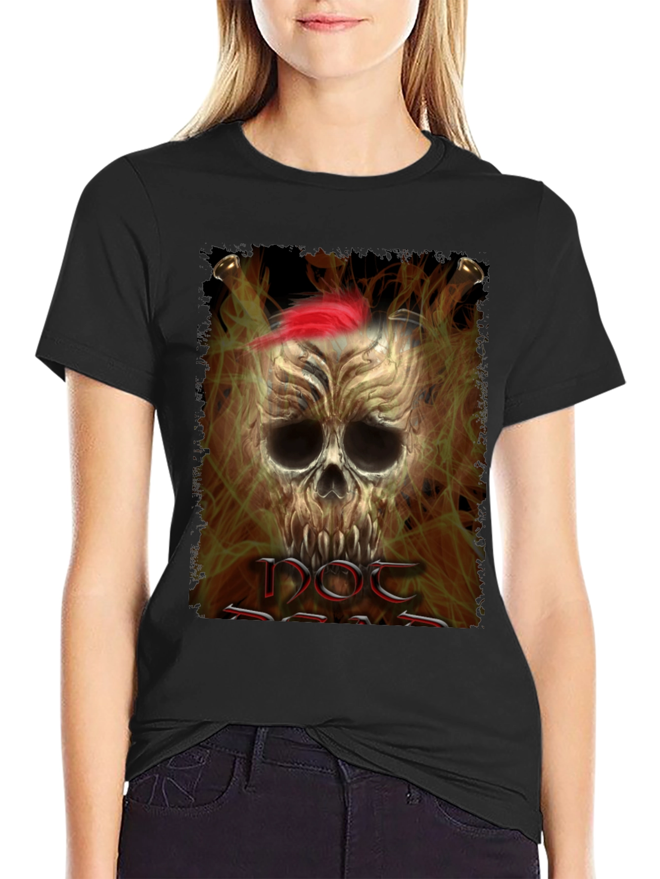 Black Skull Pirate Graphic Tee - Black Cotton T-Shirt view 2