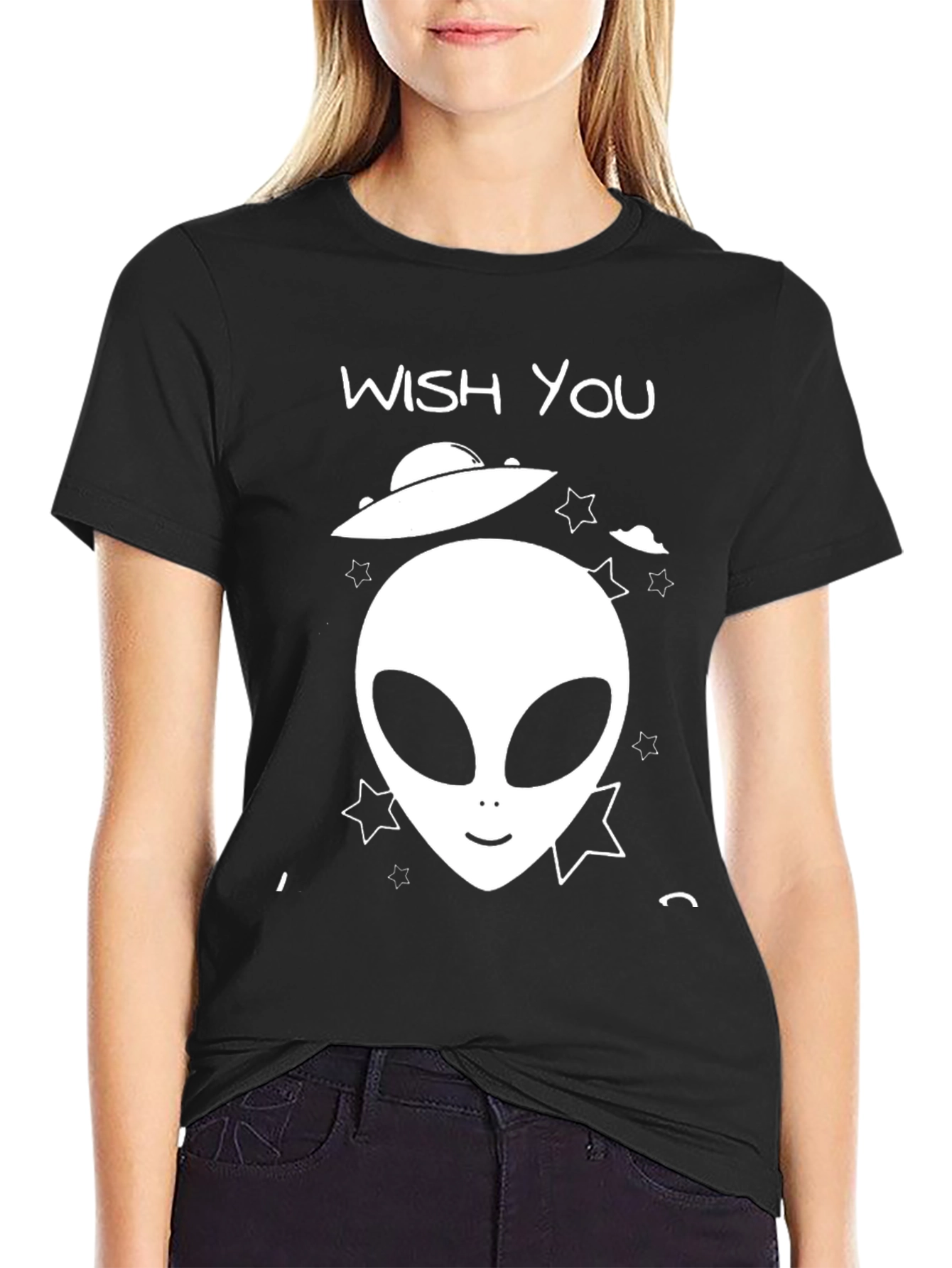 Black Wish You Were Here Alien Graphic Tee view 2