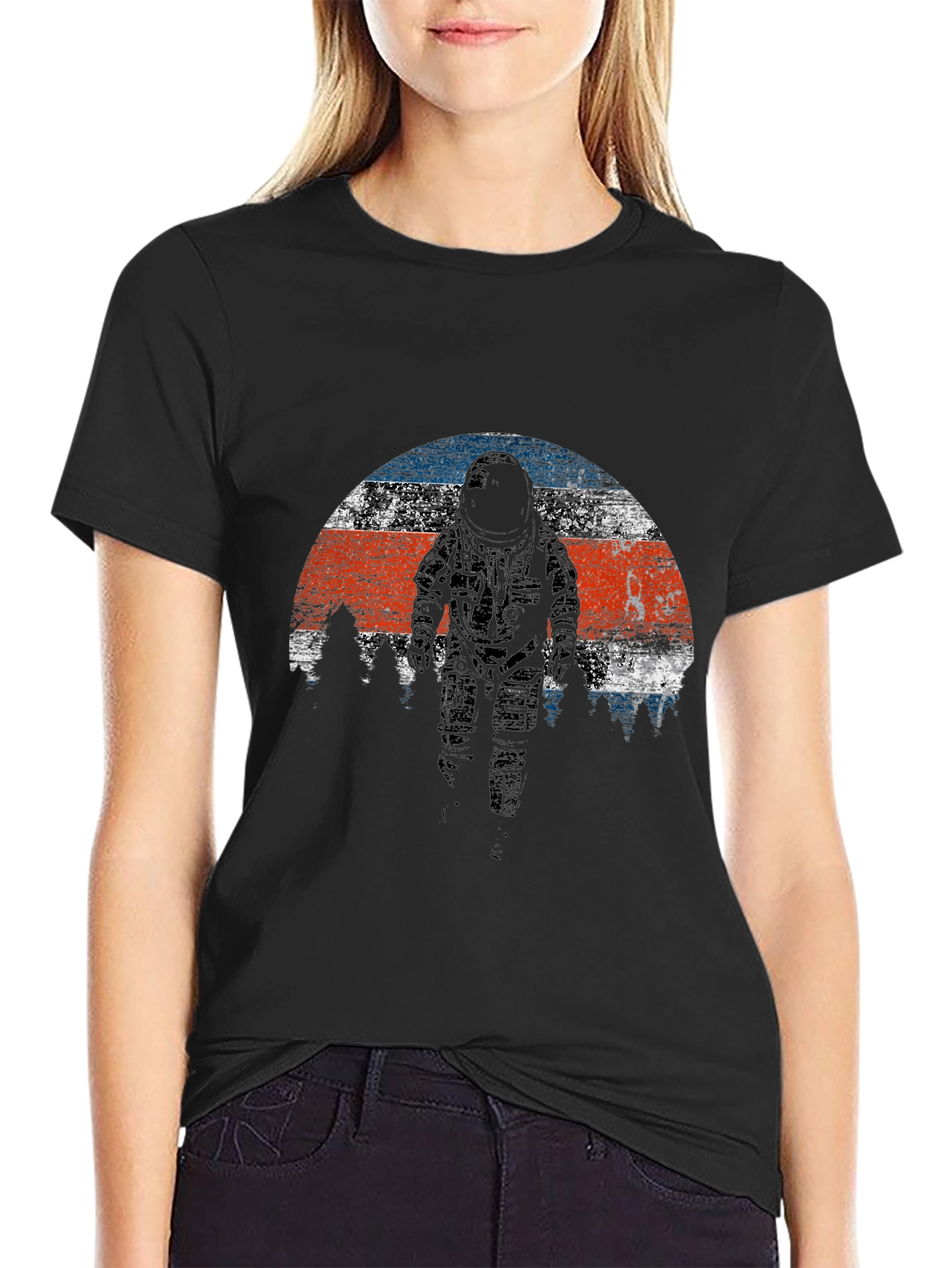 Black Astronaut T-Shirt - Retro Space Exploration Tee view 2