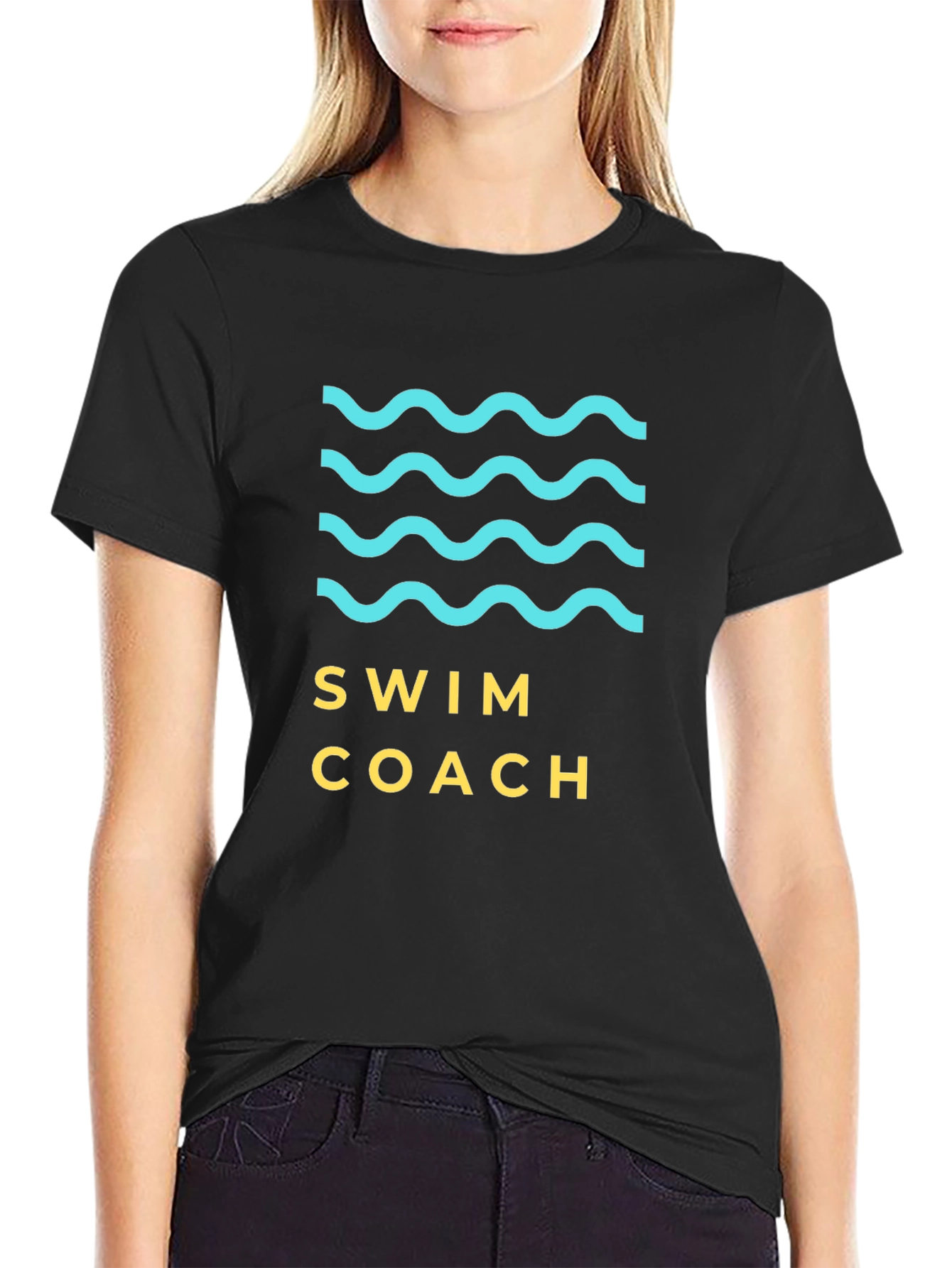 Black Swim Coach Graphic Tee - Stylish & Comfortable view 2