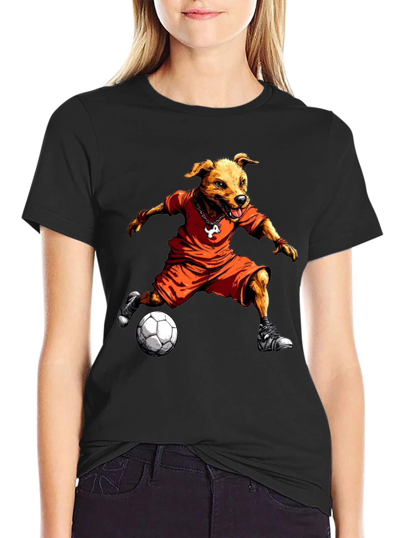 Black Dog Soccer Player Graphic T-Shirt view 2