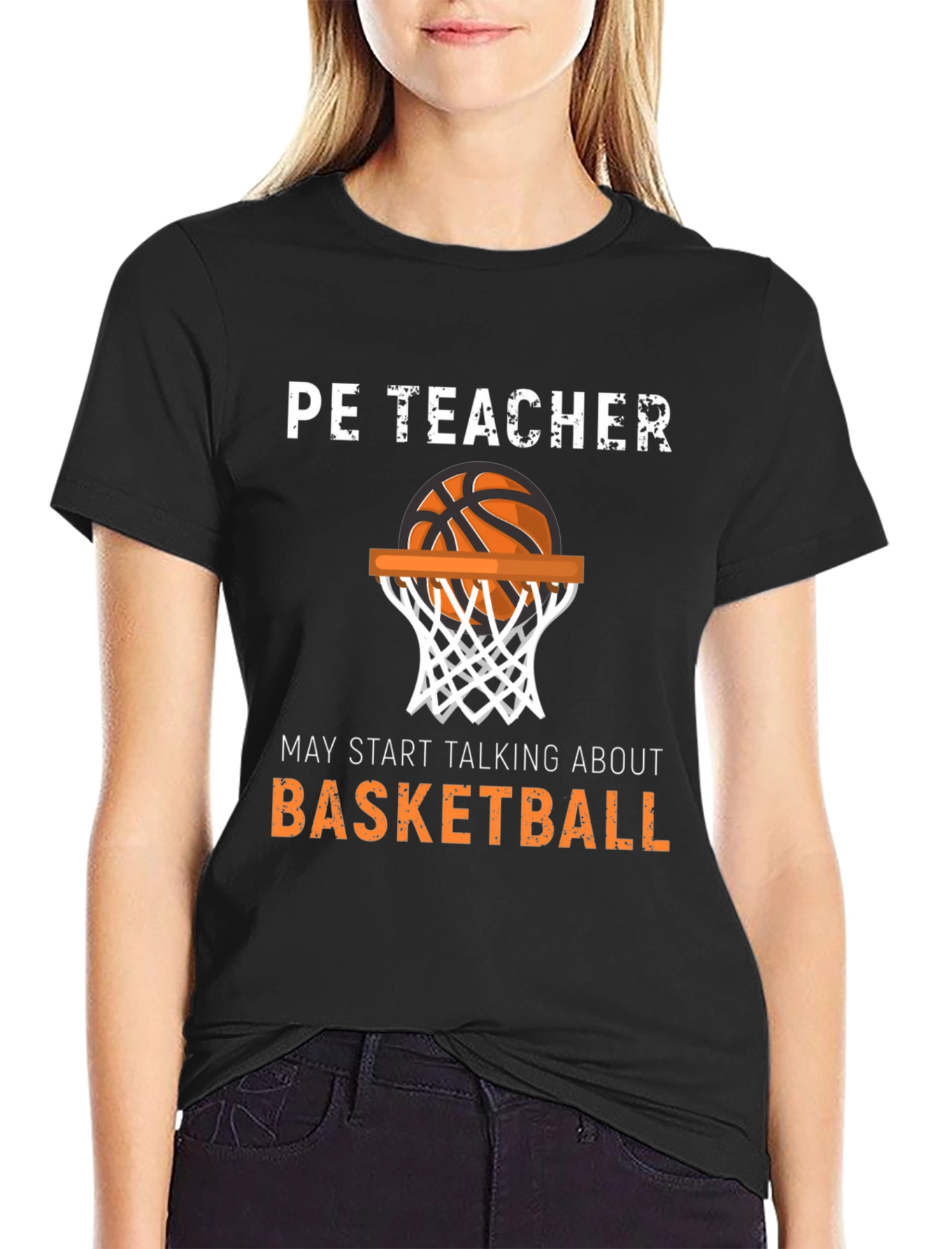 Black PE Teacher Basketball T-Shirt view 2