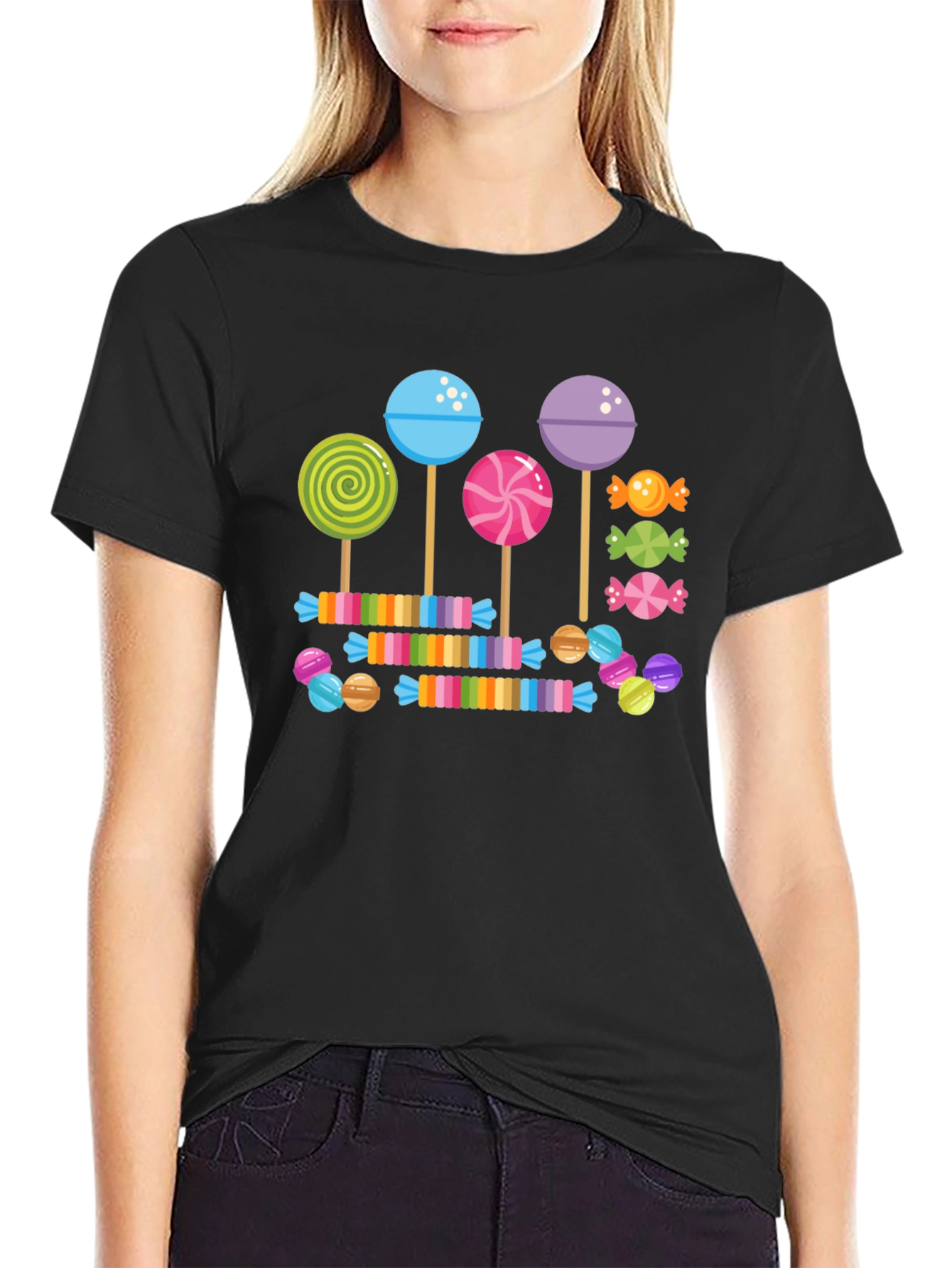 Black Candy Lollipop T-Shirt: Sweet Treat Design view 2