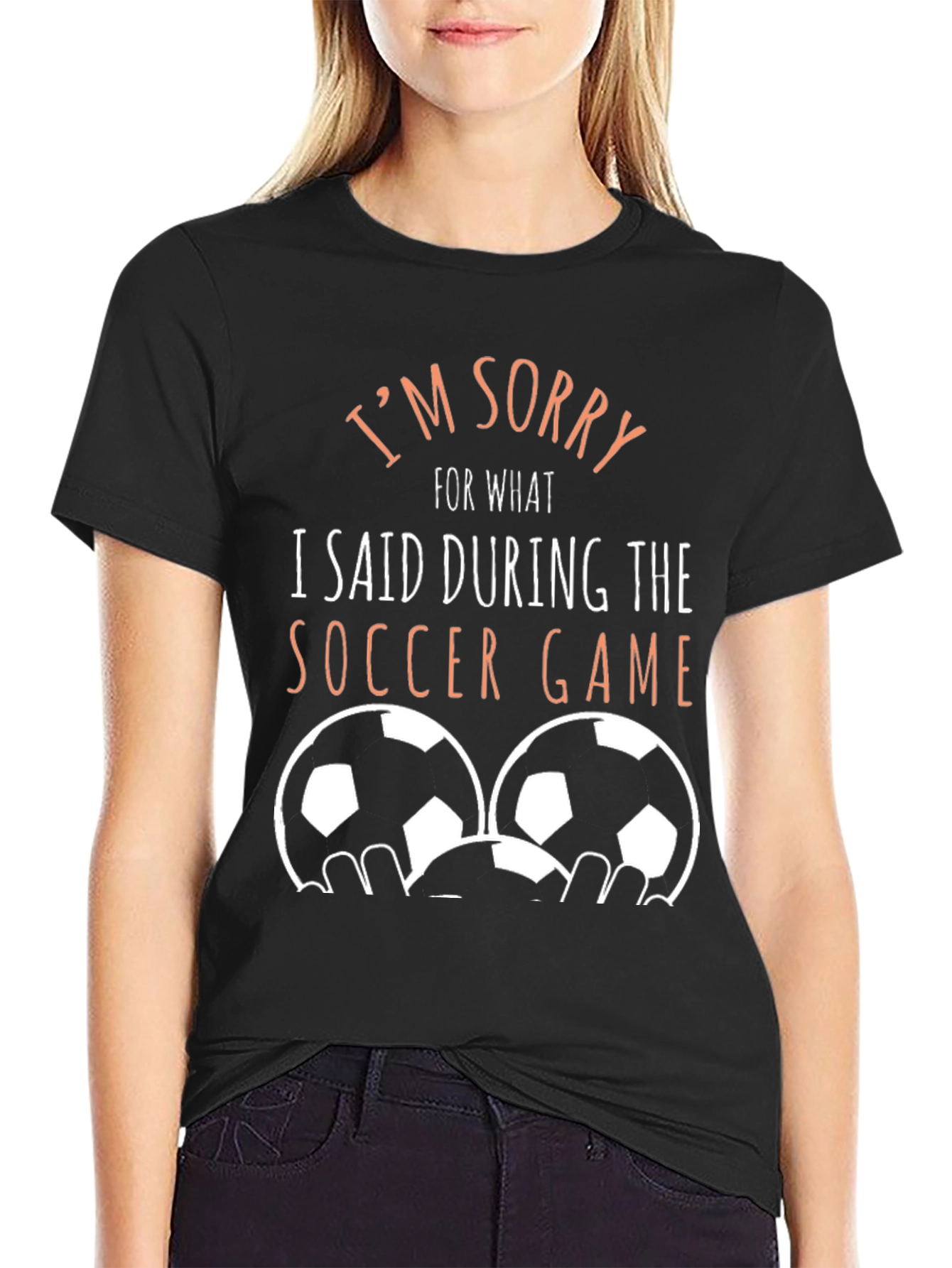 Black I'm Sorry Soccer Game Tee view 2