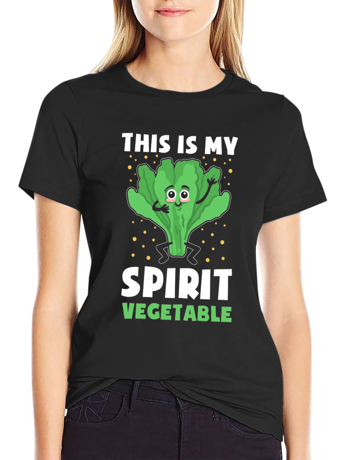 Black Spirit Vegetable T-Shirt - Lettuce Design view 2