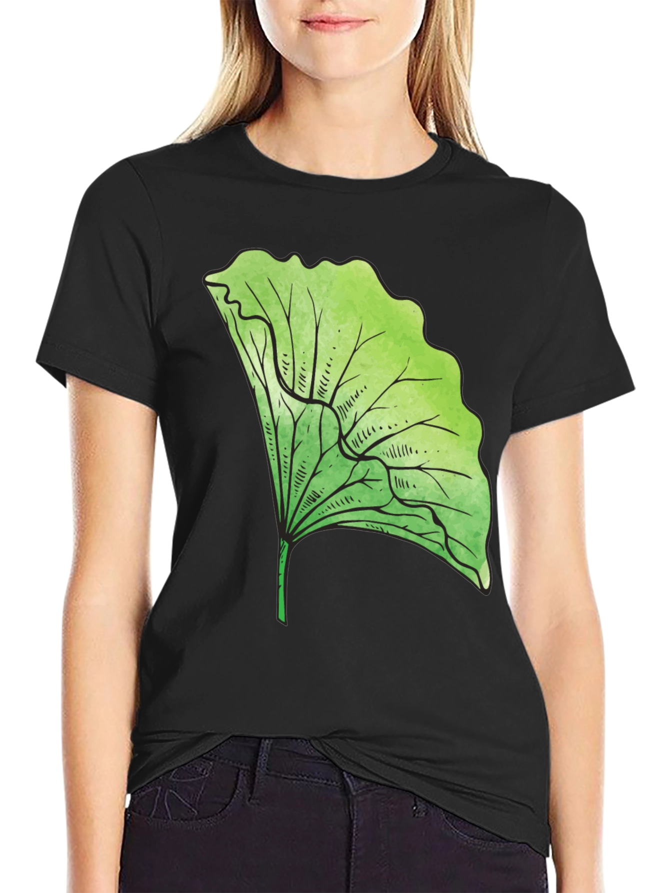 Black Lettuce Leaf Graphic Tee - Fresh Style! view 2