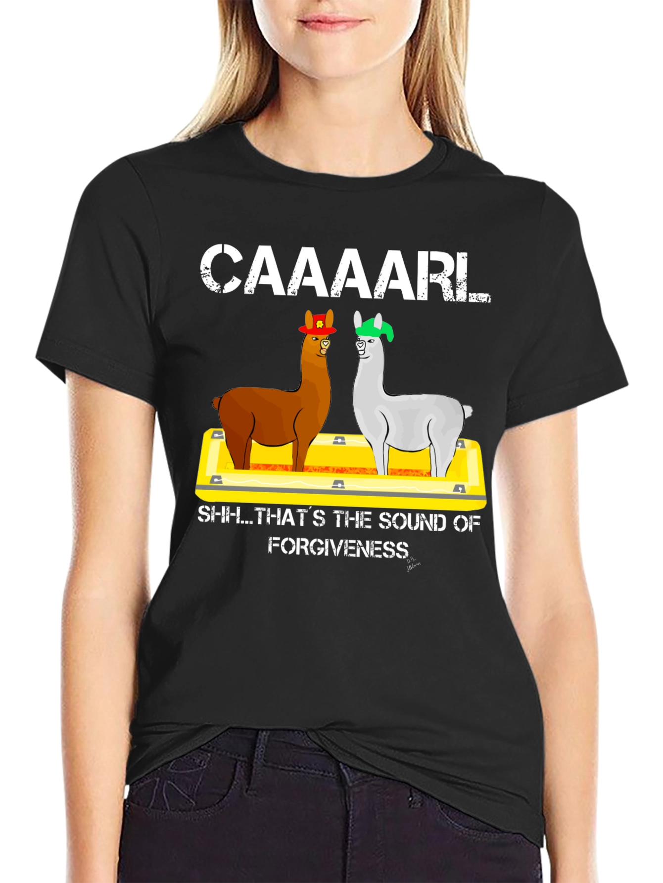 Black Caaaarl Forgiveness T-Shirt view 2