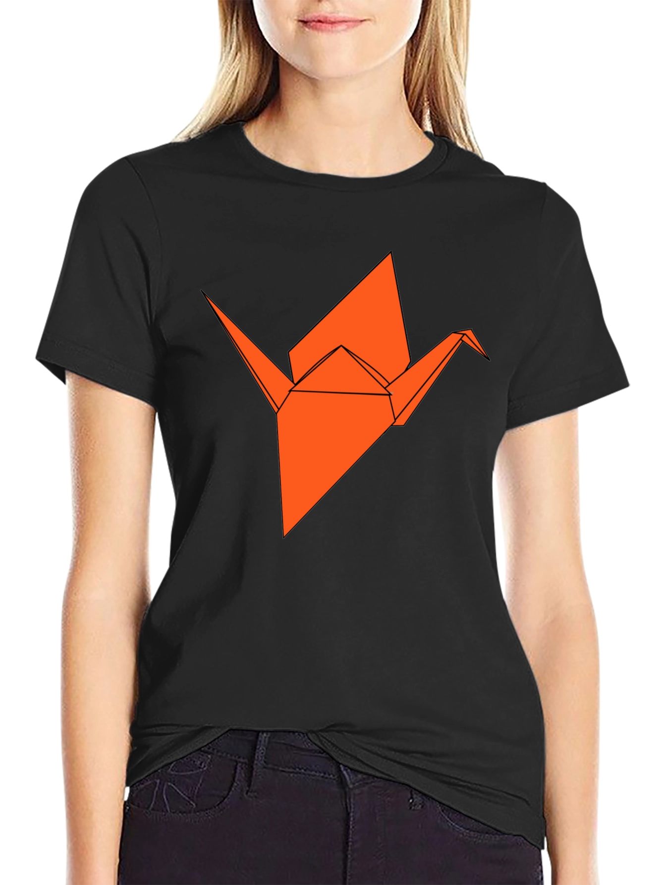 Black Origami Crane Graphic Tee - Stylish & Unique view 2