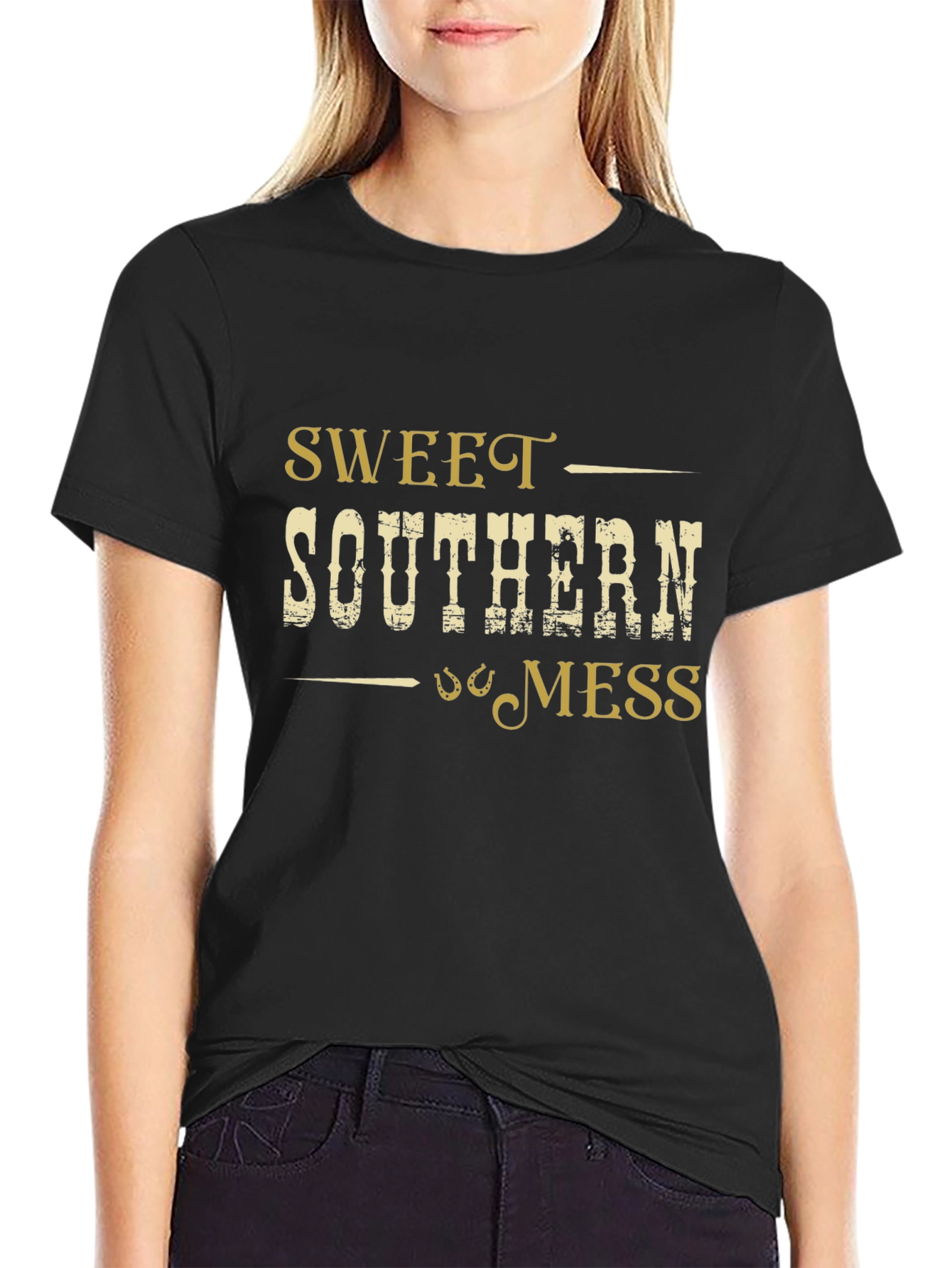 Black Sweet Southern Mess Graphic Tee - Black view 2