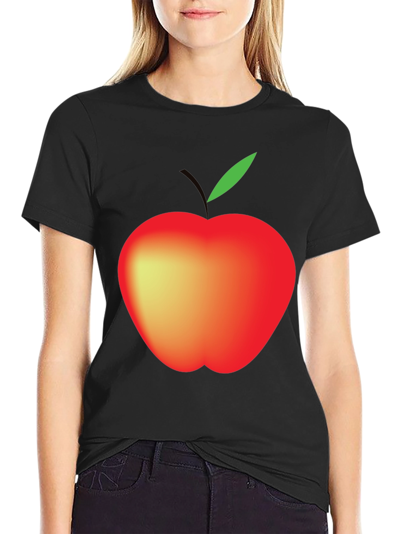 Black Men's Black Apple Graphic T-Shirt view 2