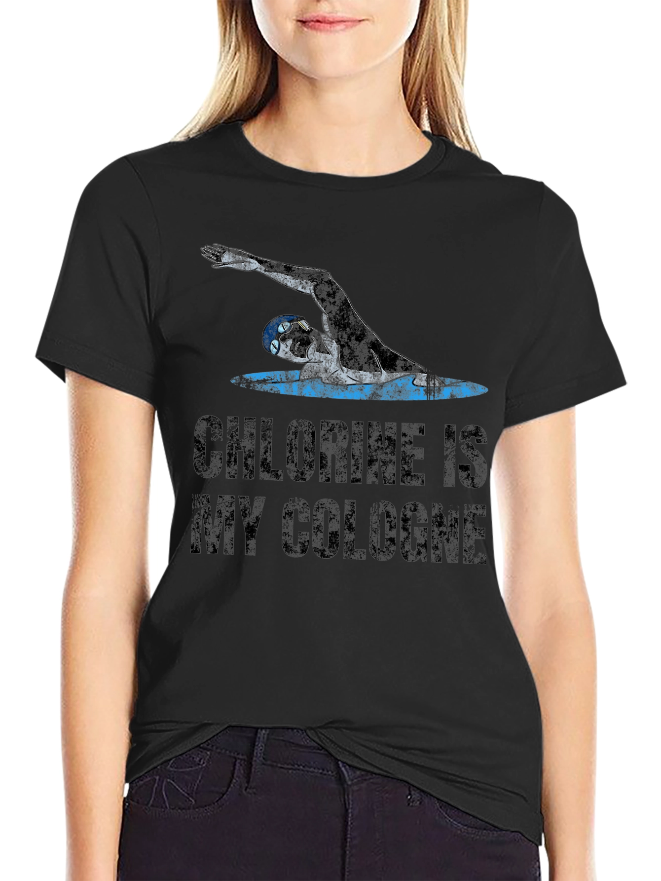 Black Chlorine is My Cologne Swimmer T-Shirt view 2