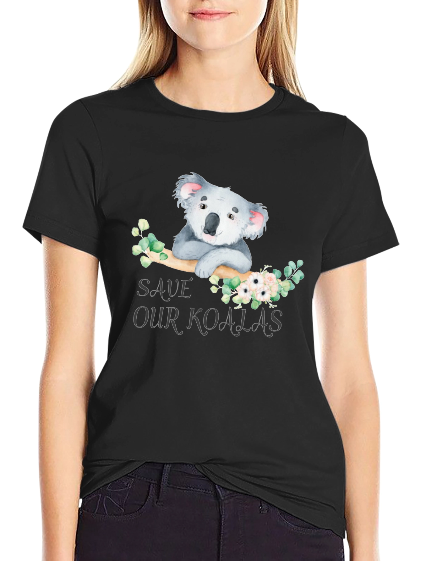Black Save Our Koalas Graphic Tee - Soft Cotton view 2