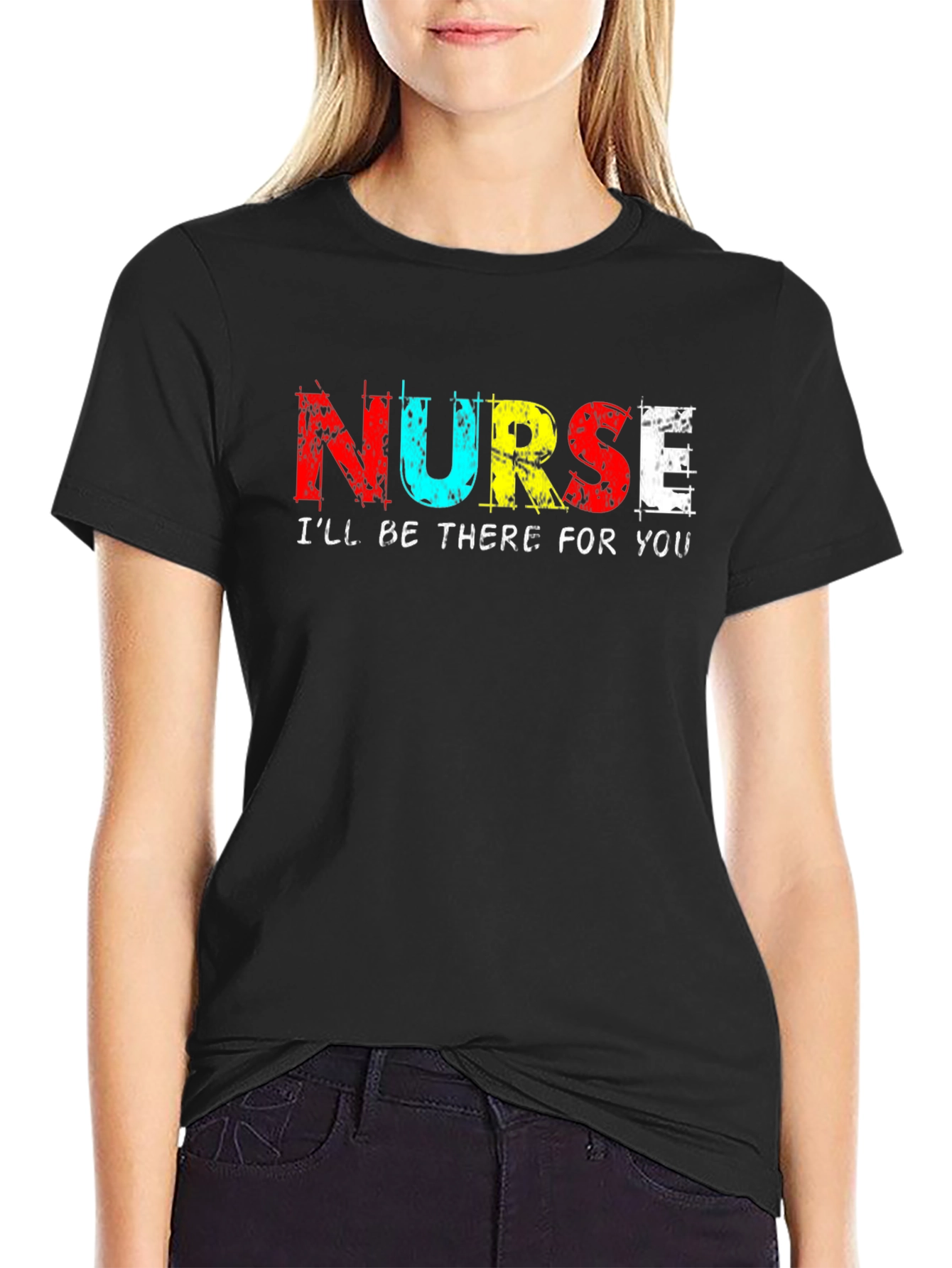 Black Nurse I'll Be There For You T-Shirt view 2