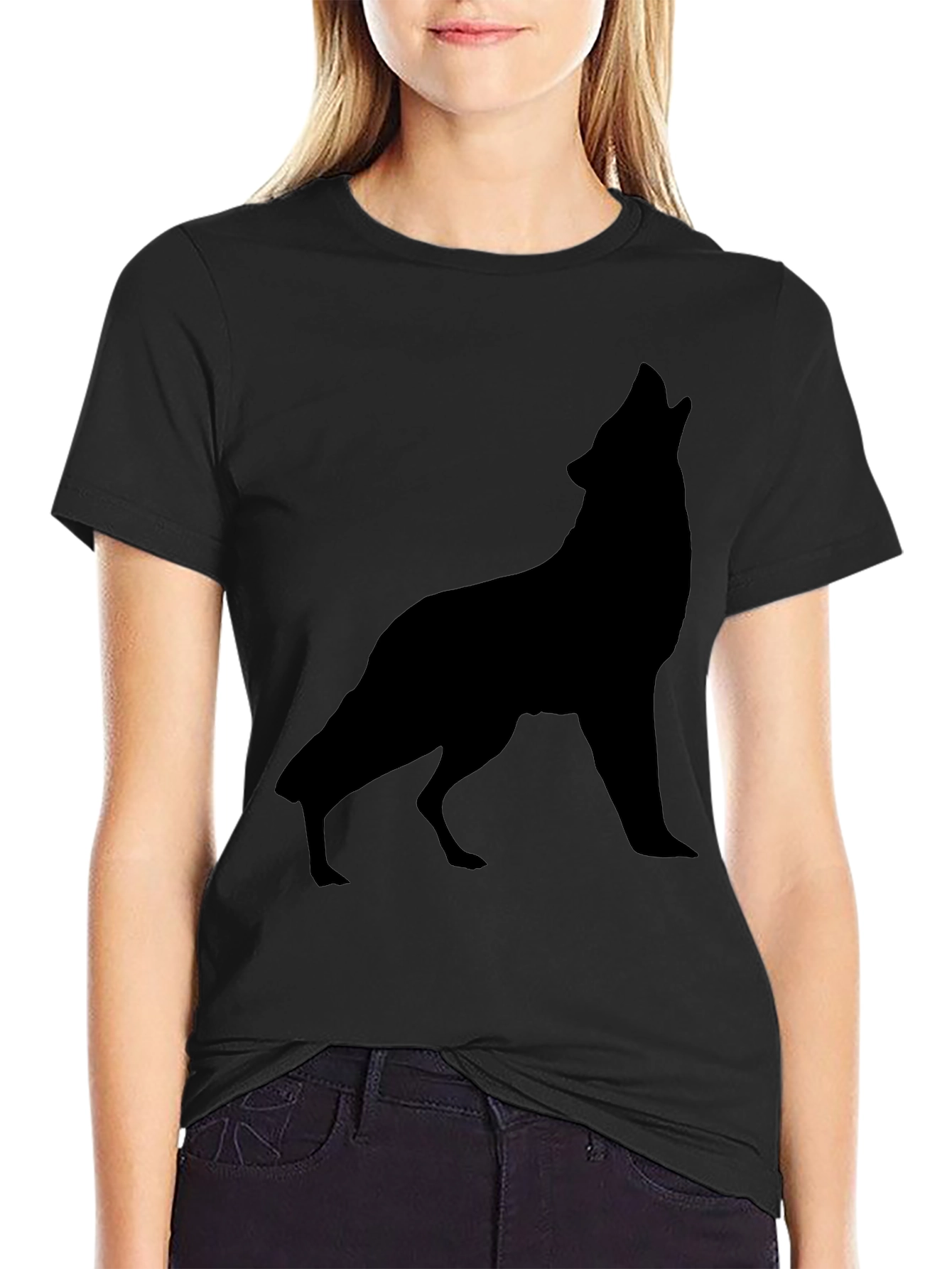 Black Black Wolf Silhouette Graphic Tee - Men's view 2