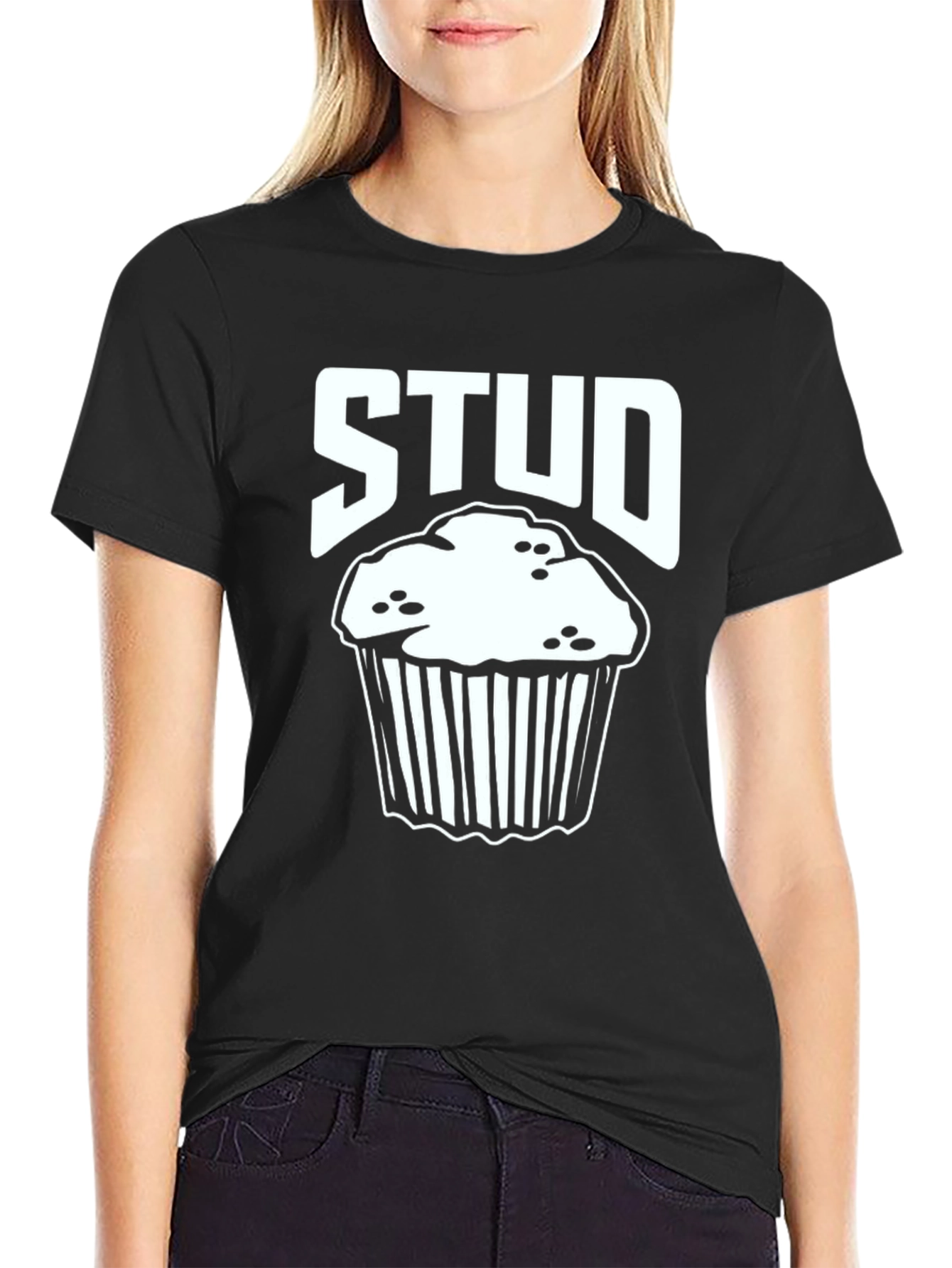 Black Stud Muffin T-Shirt - Funny Food Pun Tee view 2