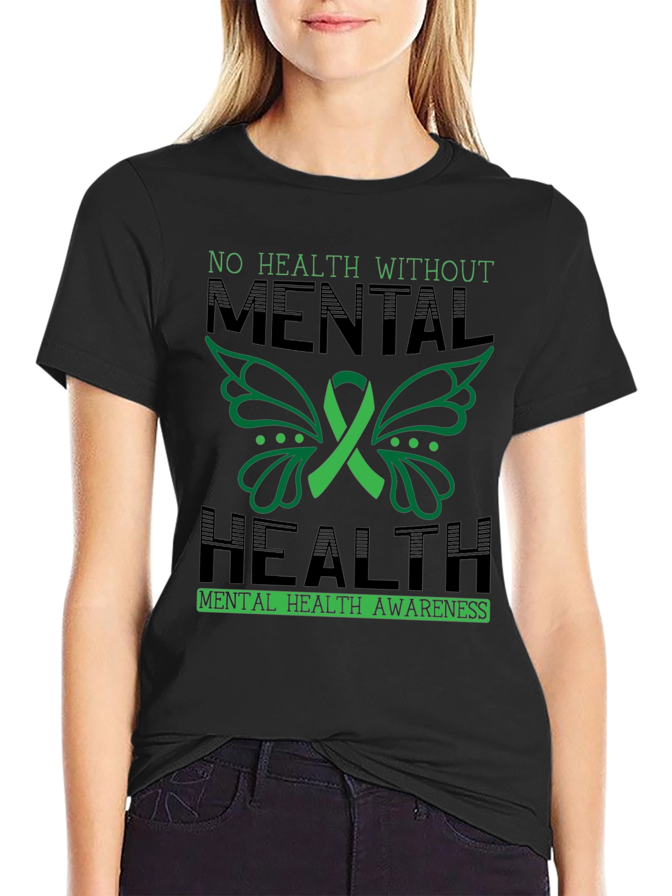 Black Mental Health Awareness Black T-Shirt view 2