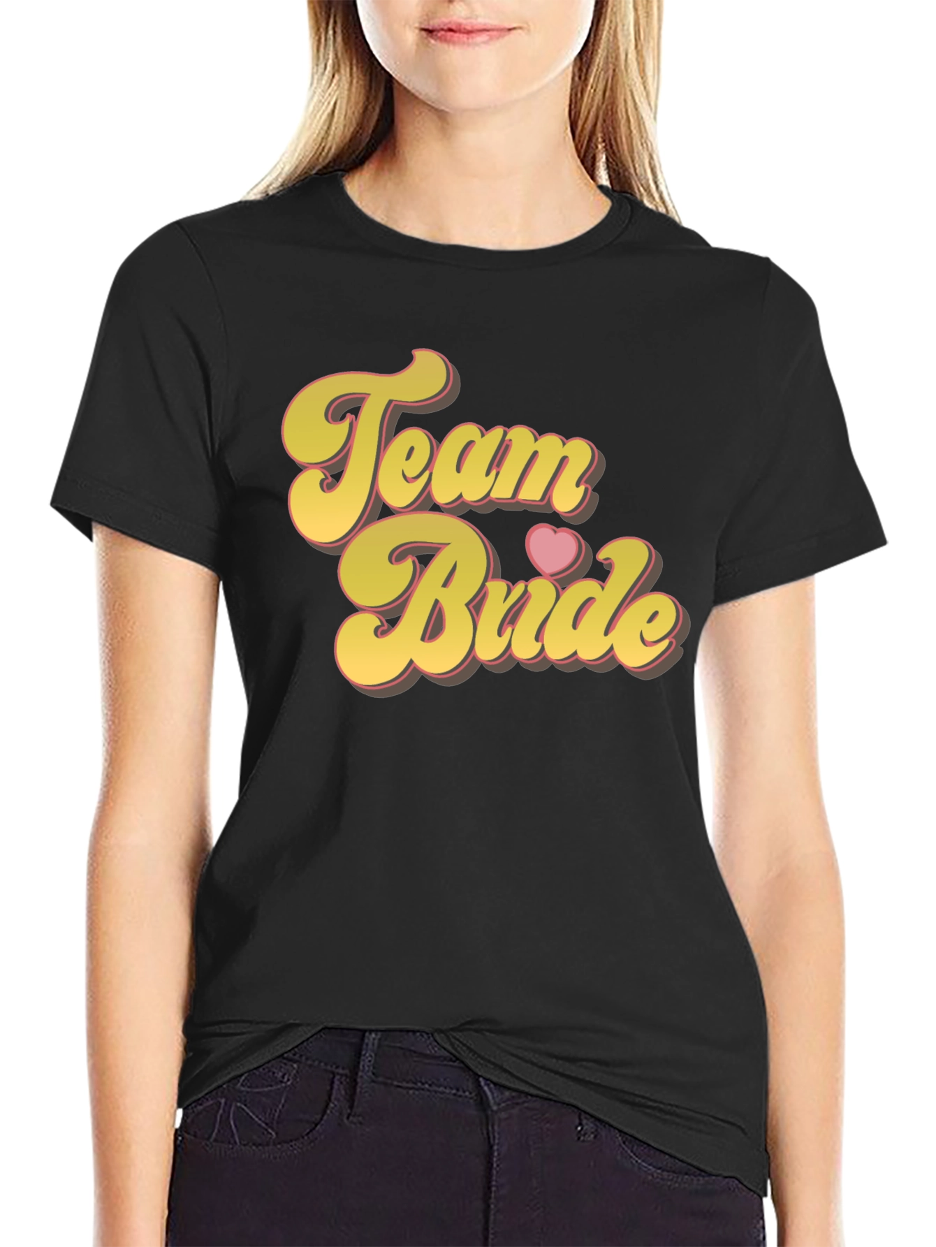 Black Team Bride Crew Neck T-Shirt - Bridal Party Tee view 2