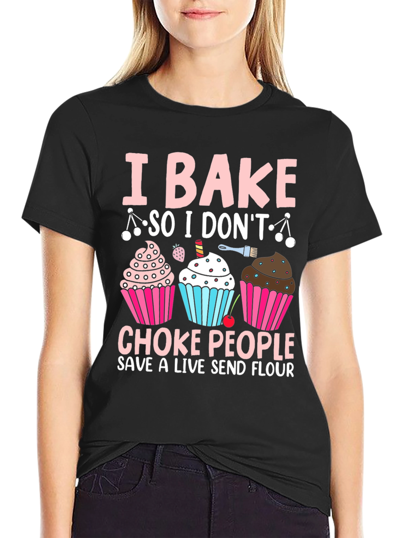 Black I Bake Funny T-Shirt view 2
