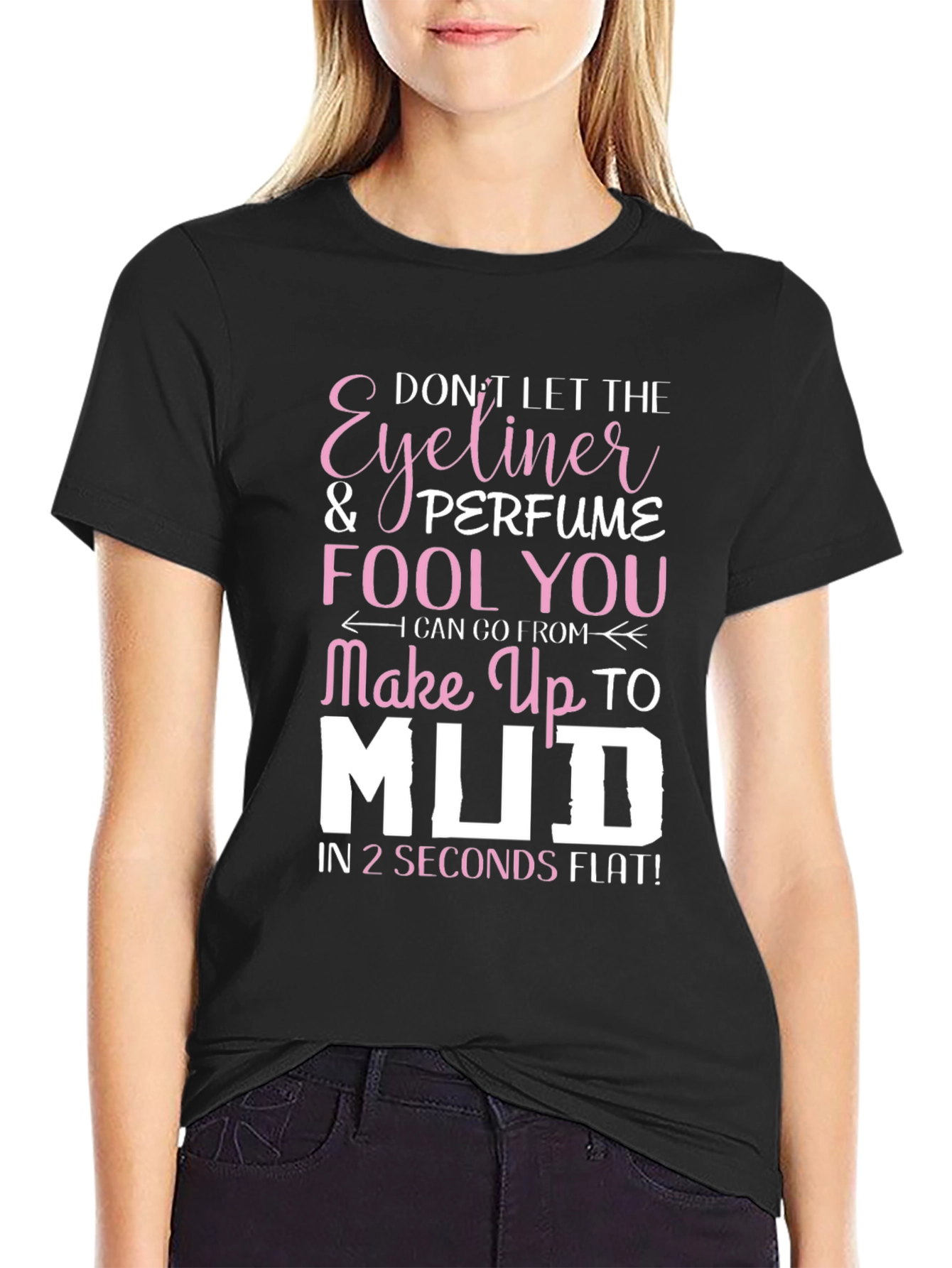 Black Eyeliner & Perfume T-Shirt - Funny Makeup Humor Tee view 2