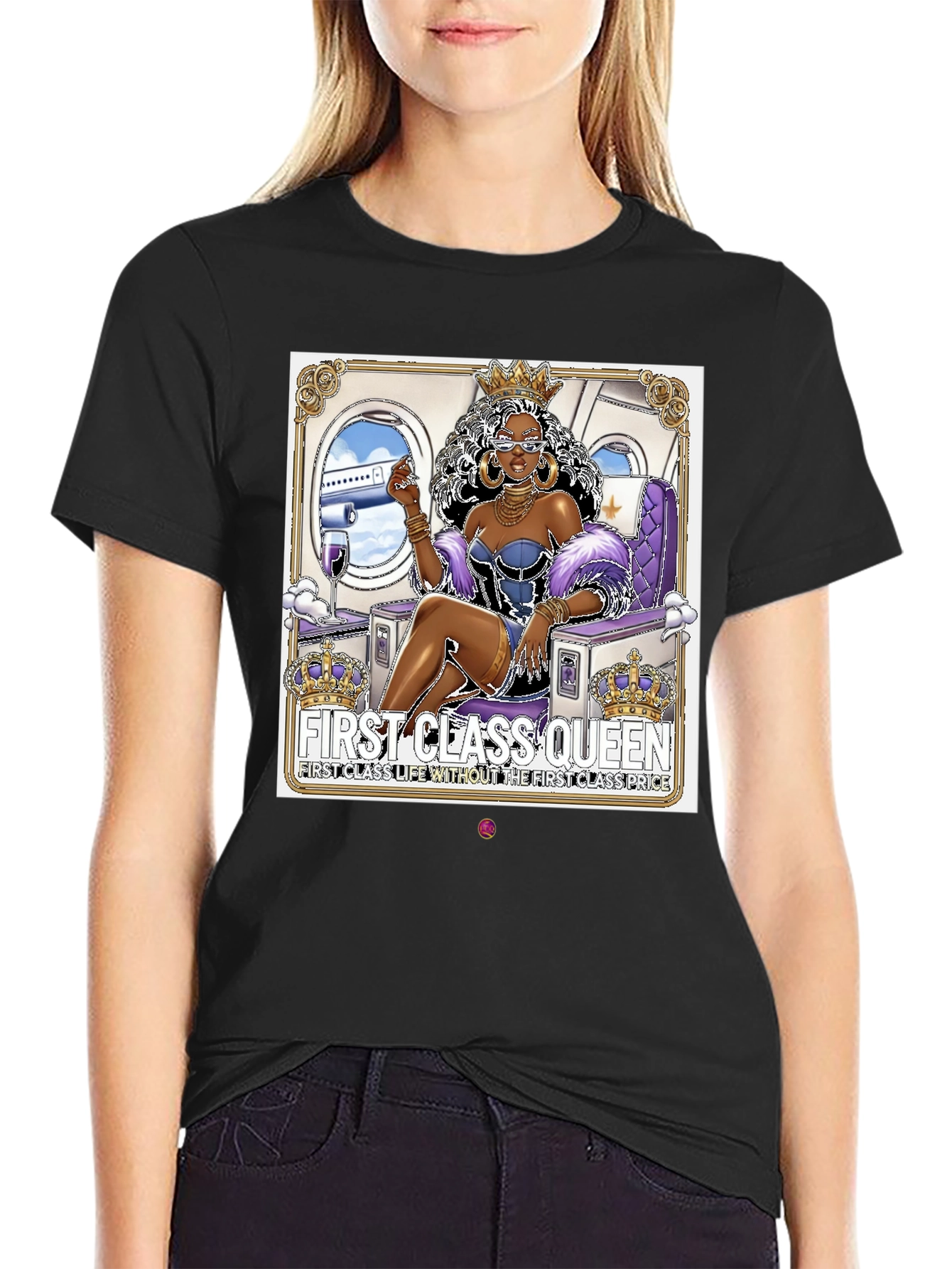 Black First Class Queen Graphic Tee view 2