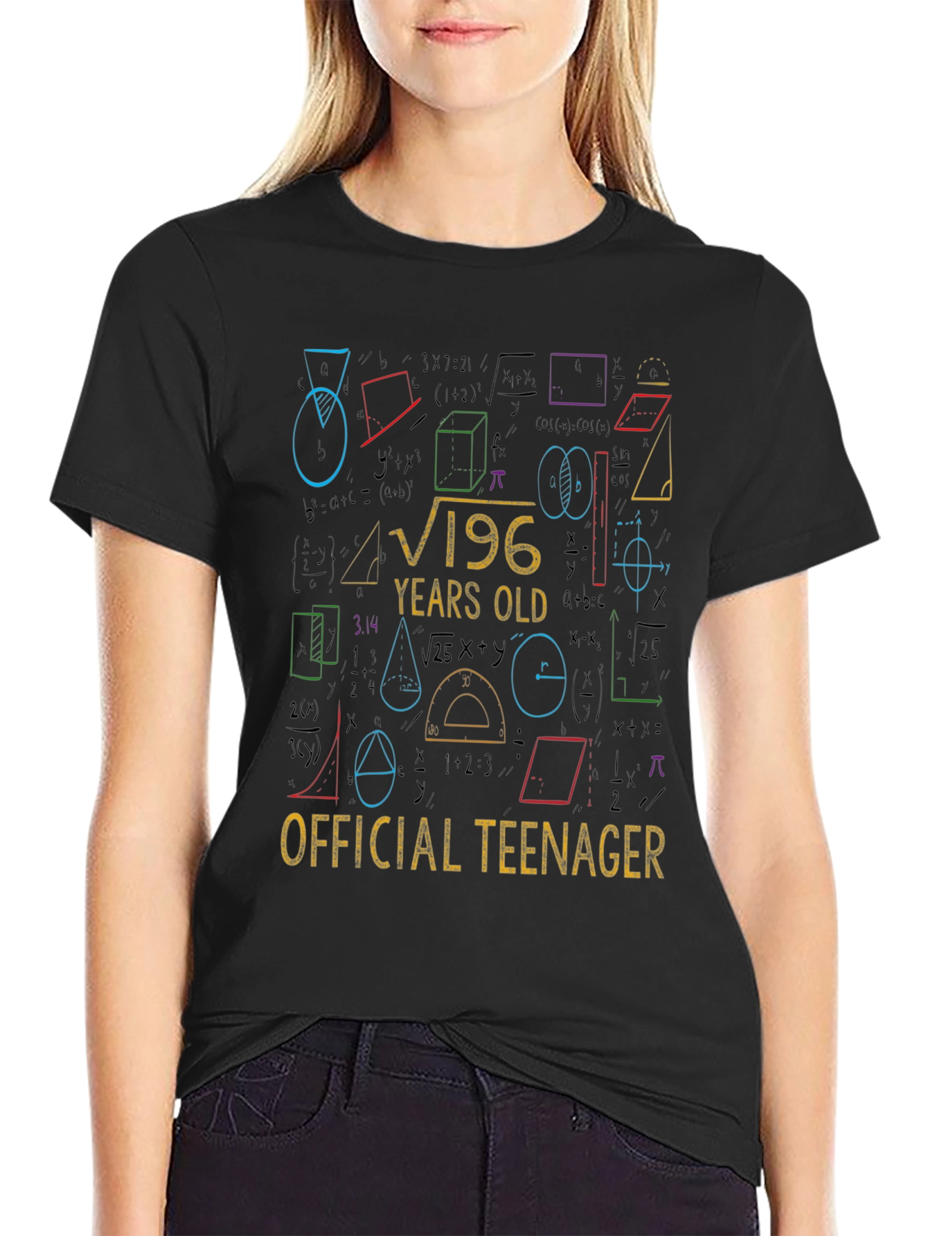 Black Funny 14th Birthday Math Equation Teenager T-Shirt view 2