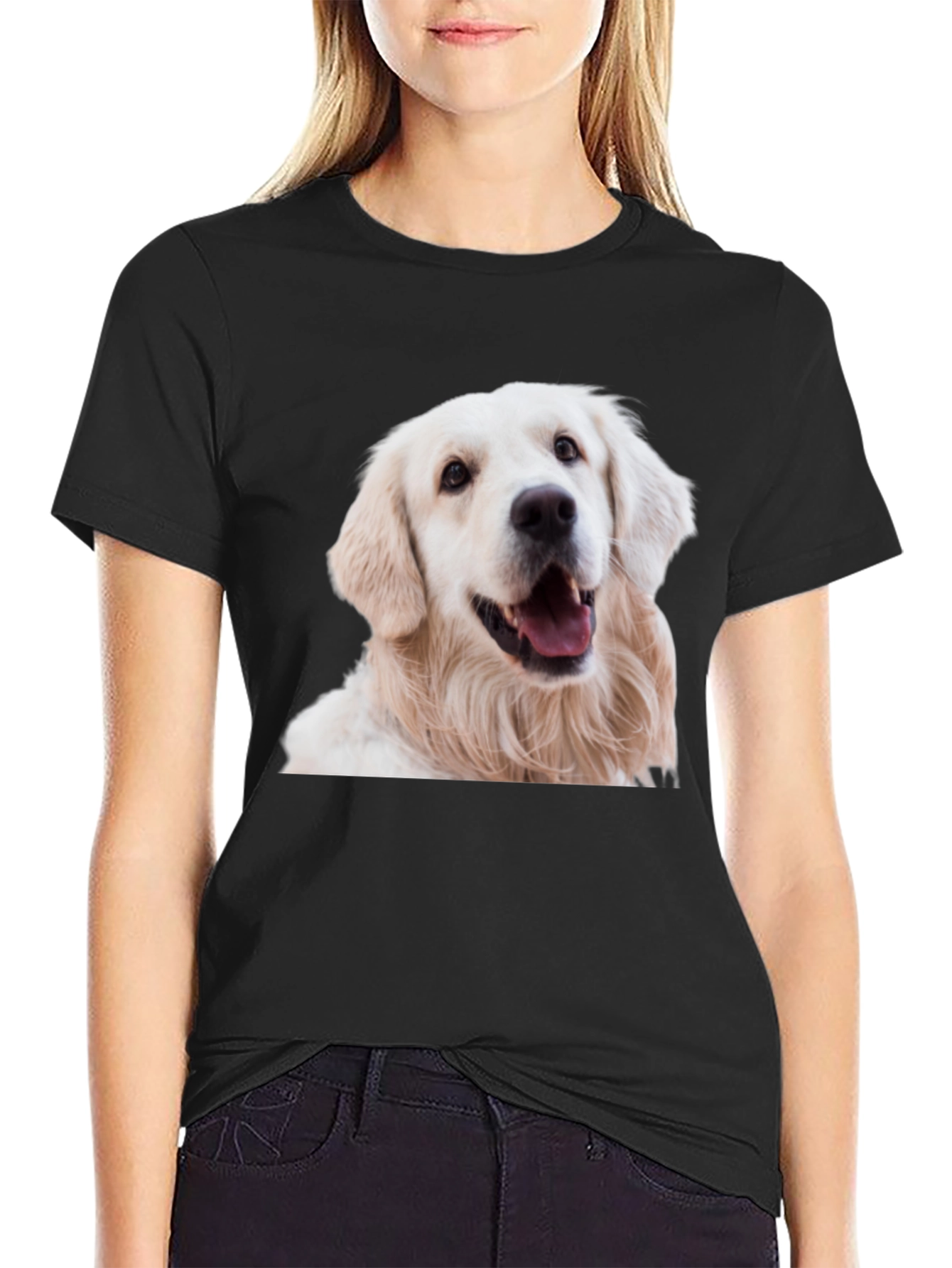 Black Golden Retriever Dog Graphic Black T-Shirt view 2