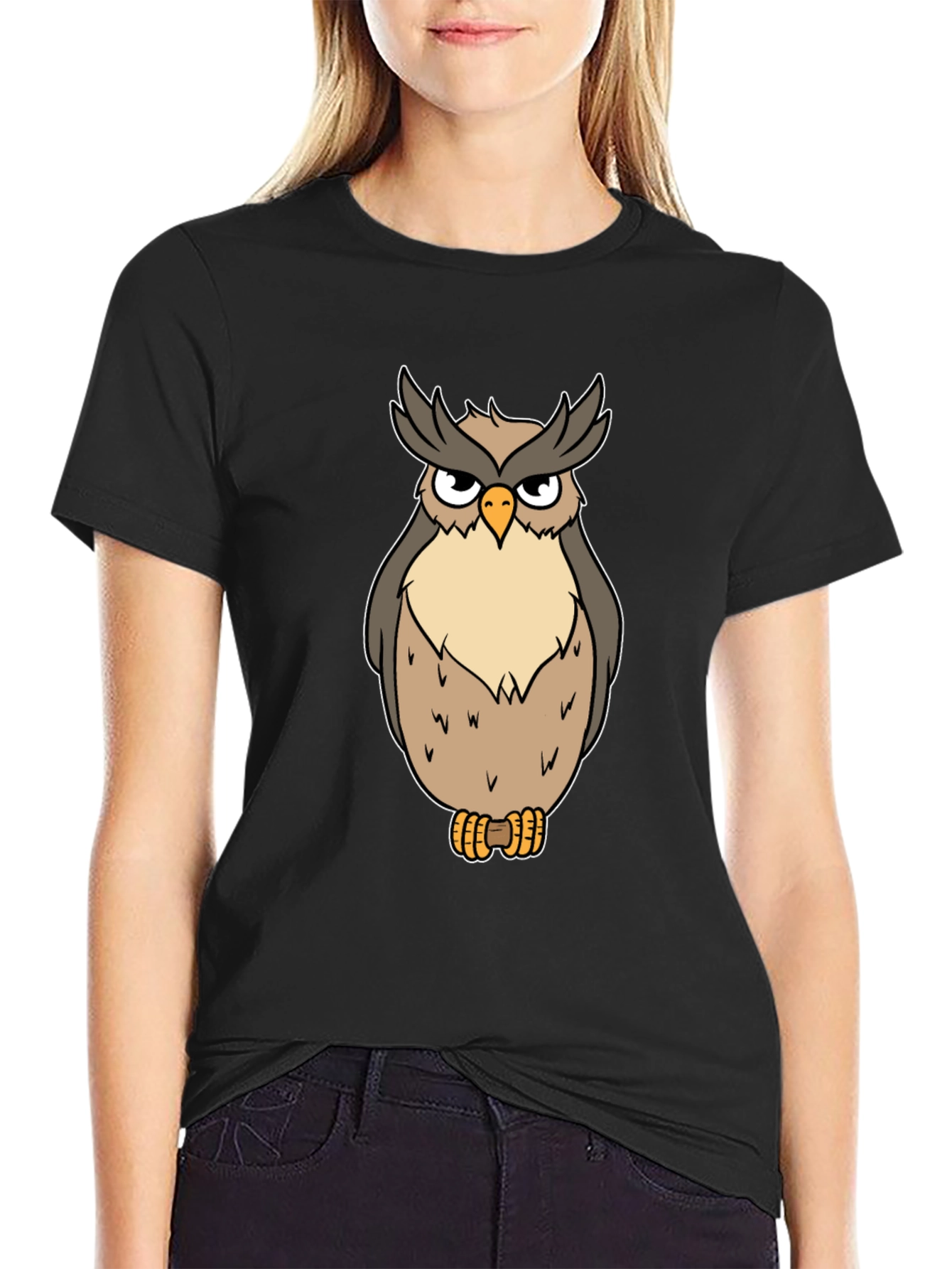 Black Owl Graphic T-Shirt - Men's Black Tee view 2