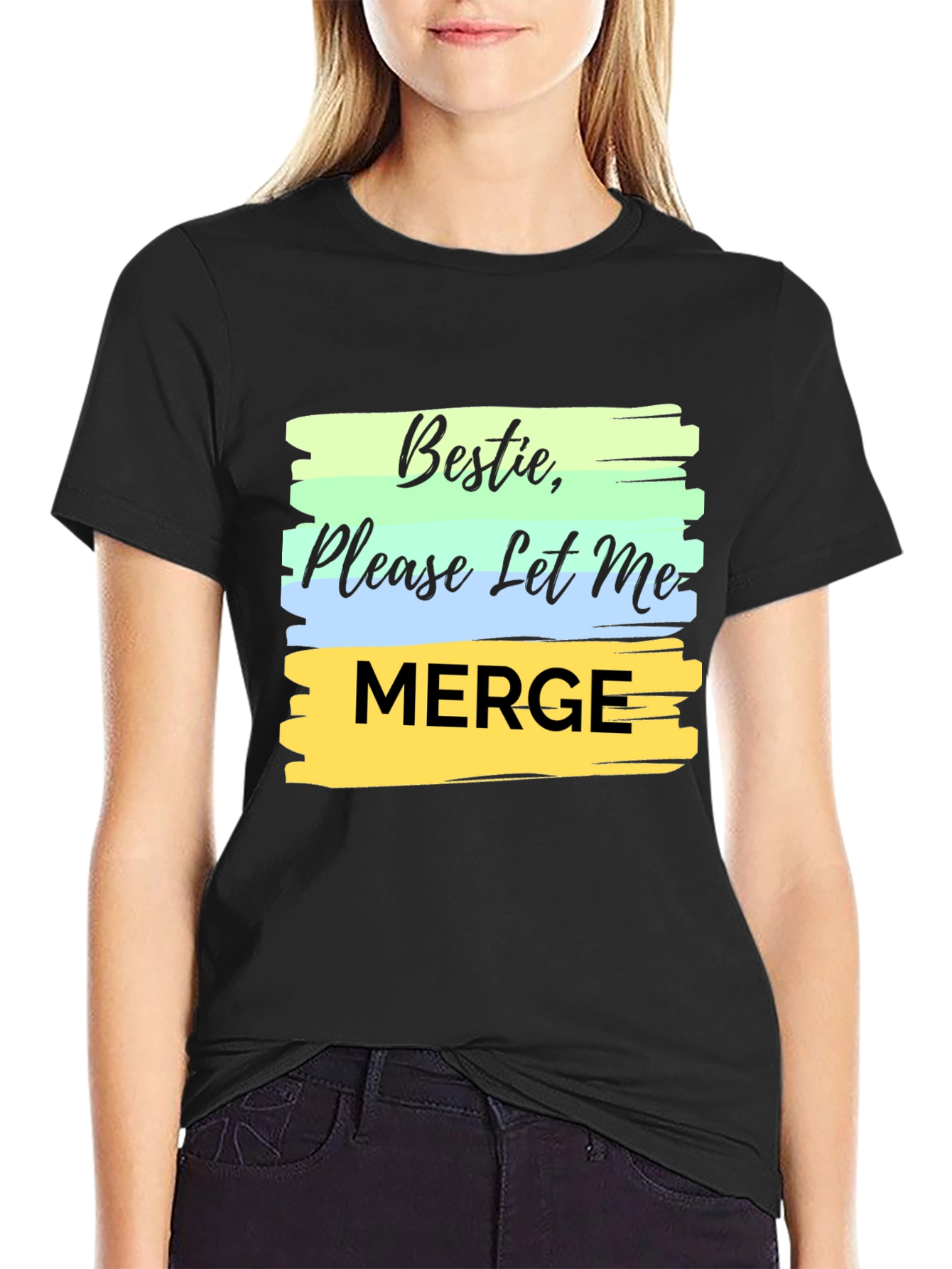 Black Bestie Please Let Me Merge Black T-Shirt view 2