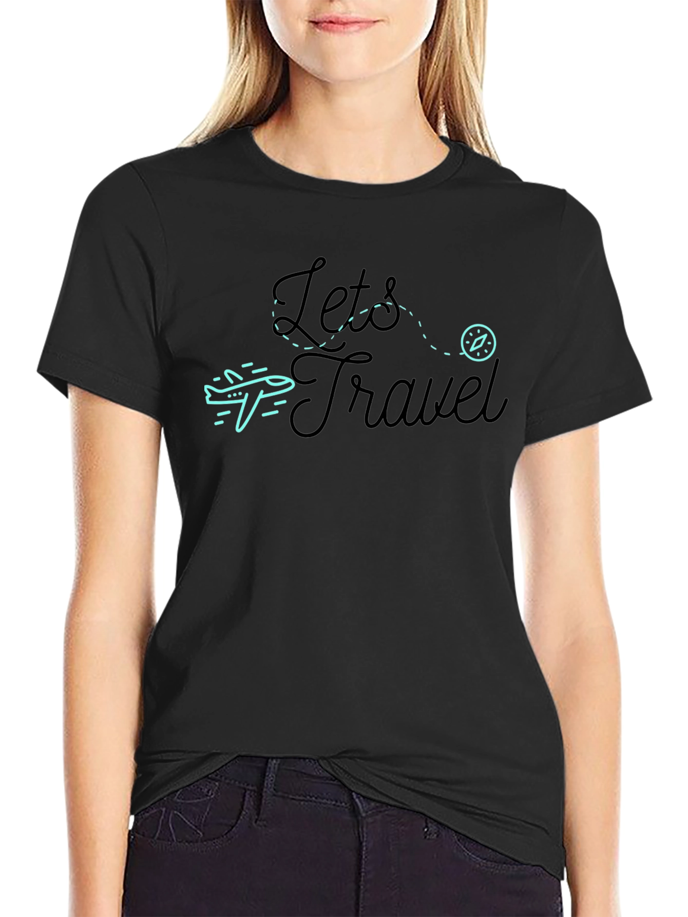Black Let's Travel Graphic Tee - Black view 2