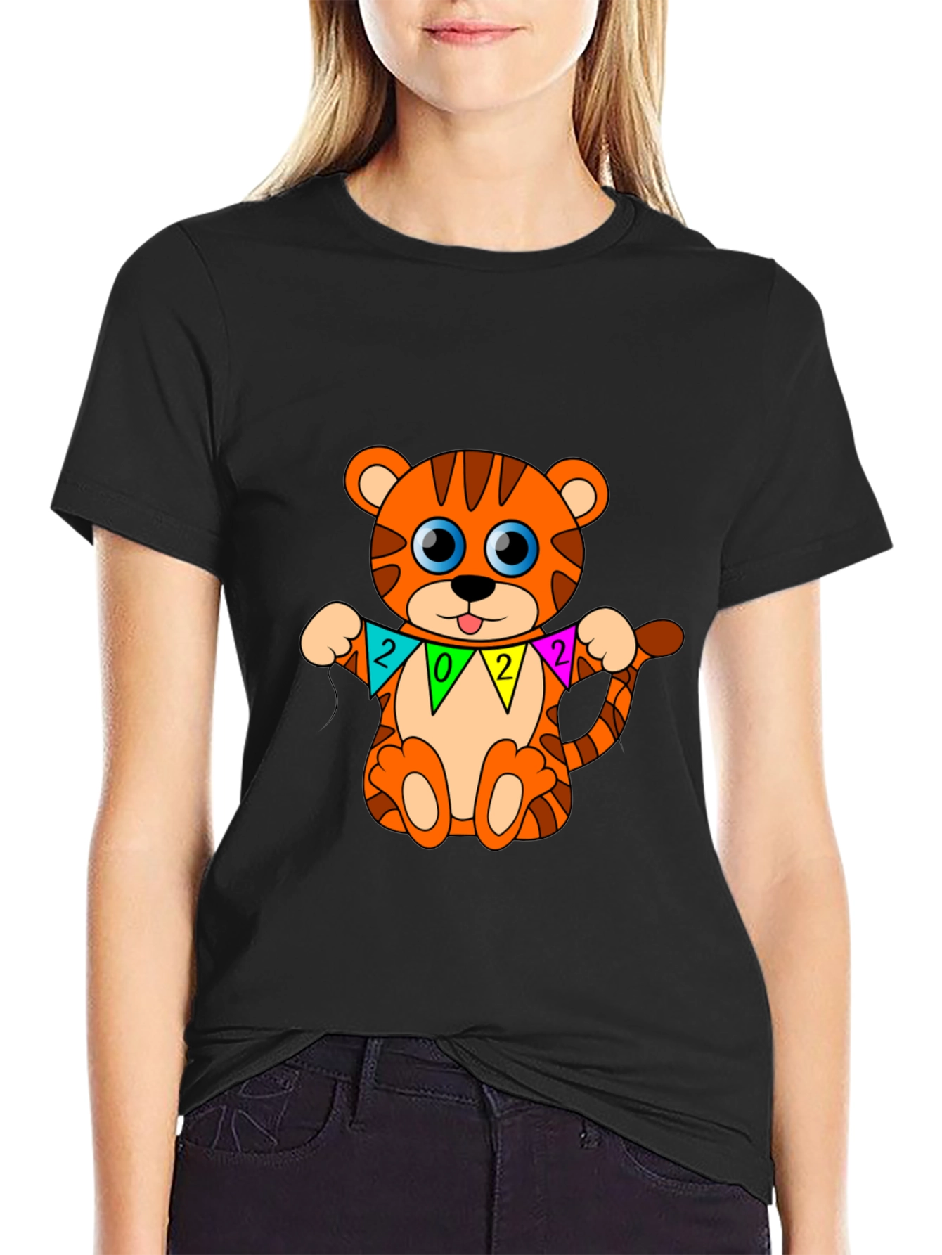 Black Cute Tiger 2022 T-Shirt view 2