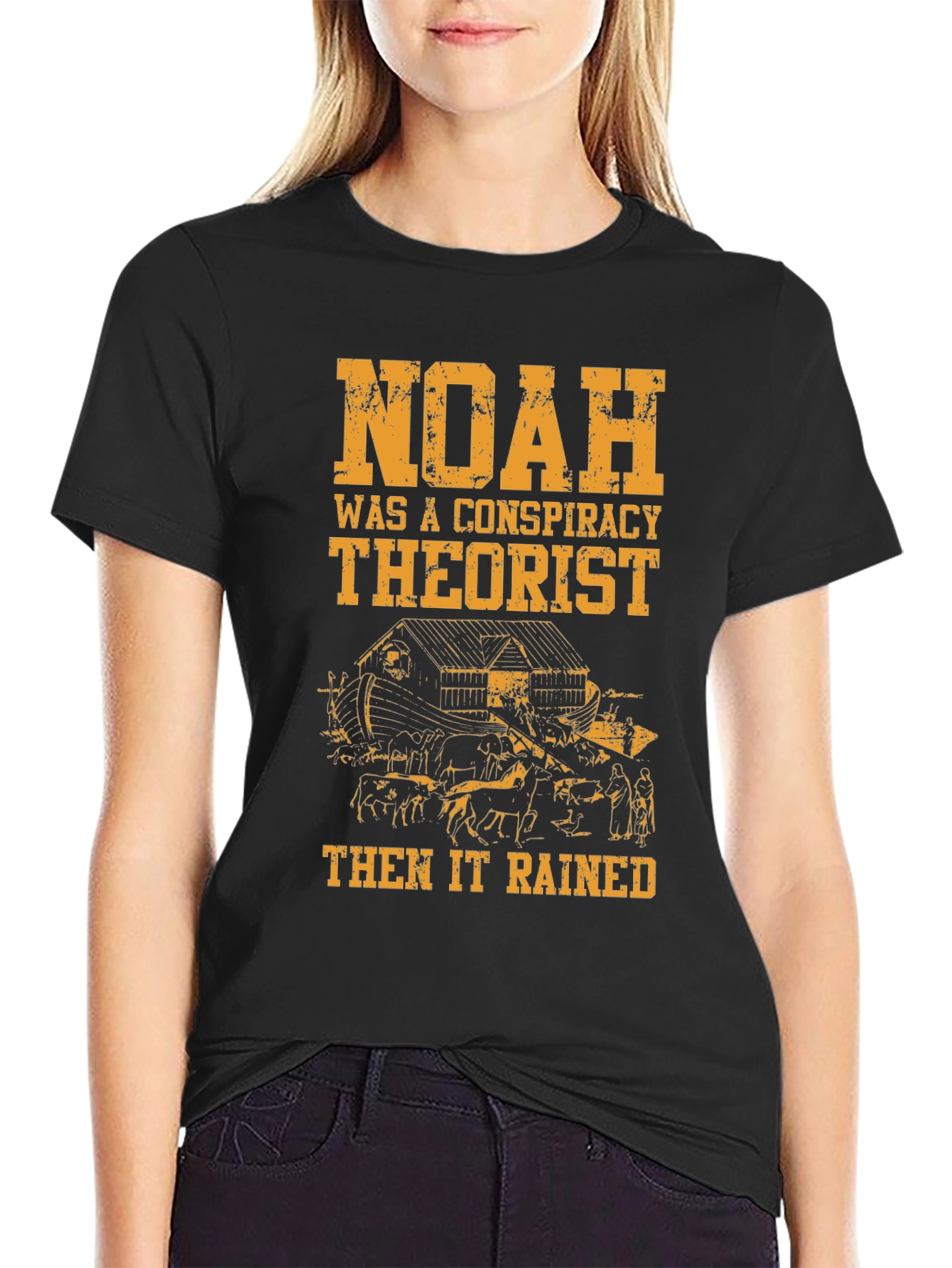 Black Noah Conspiracy Theorist Black Cotton Tee view 2