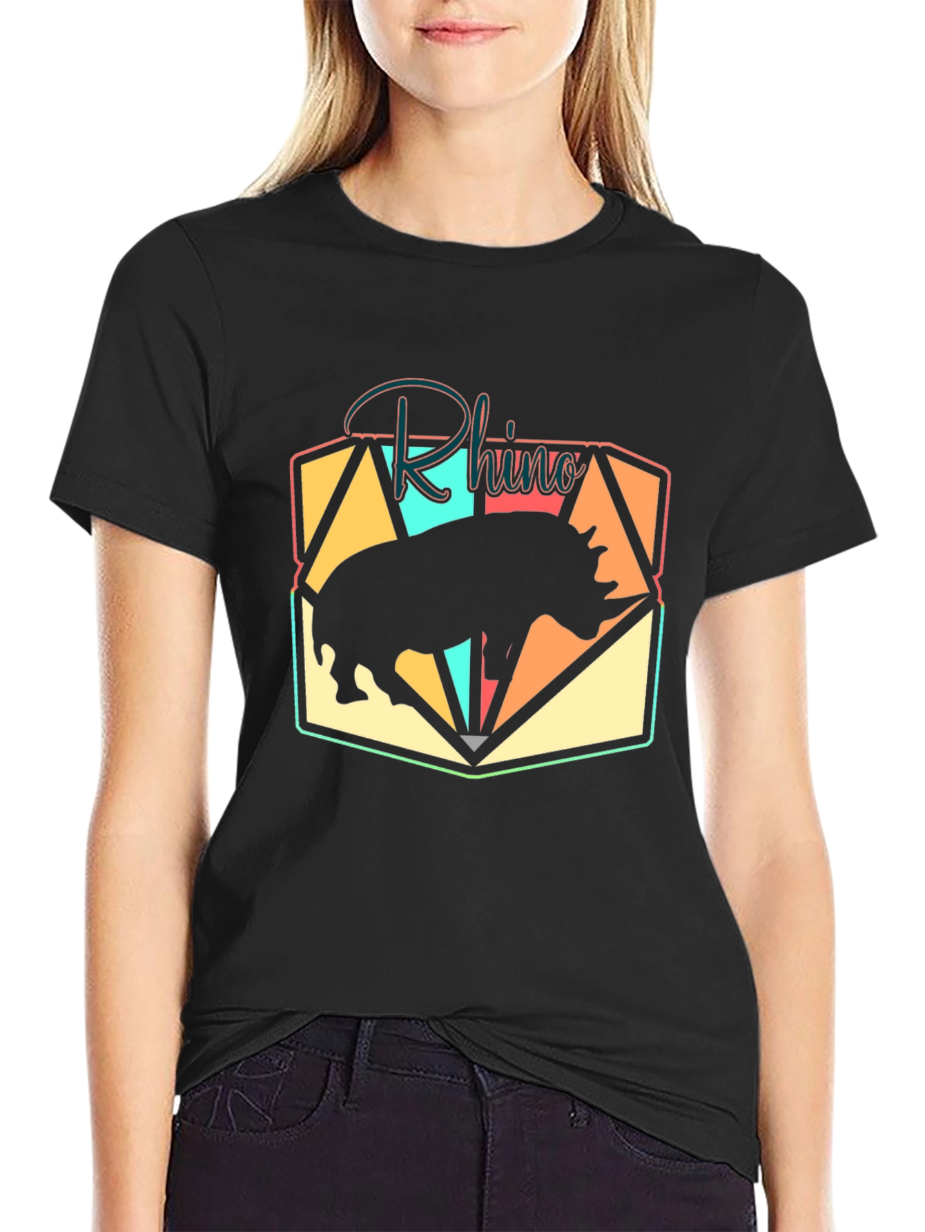 Black Rhino Graphic Tee - Stylish Animal Print T-Shirt view 2