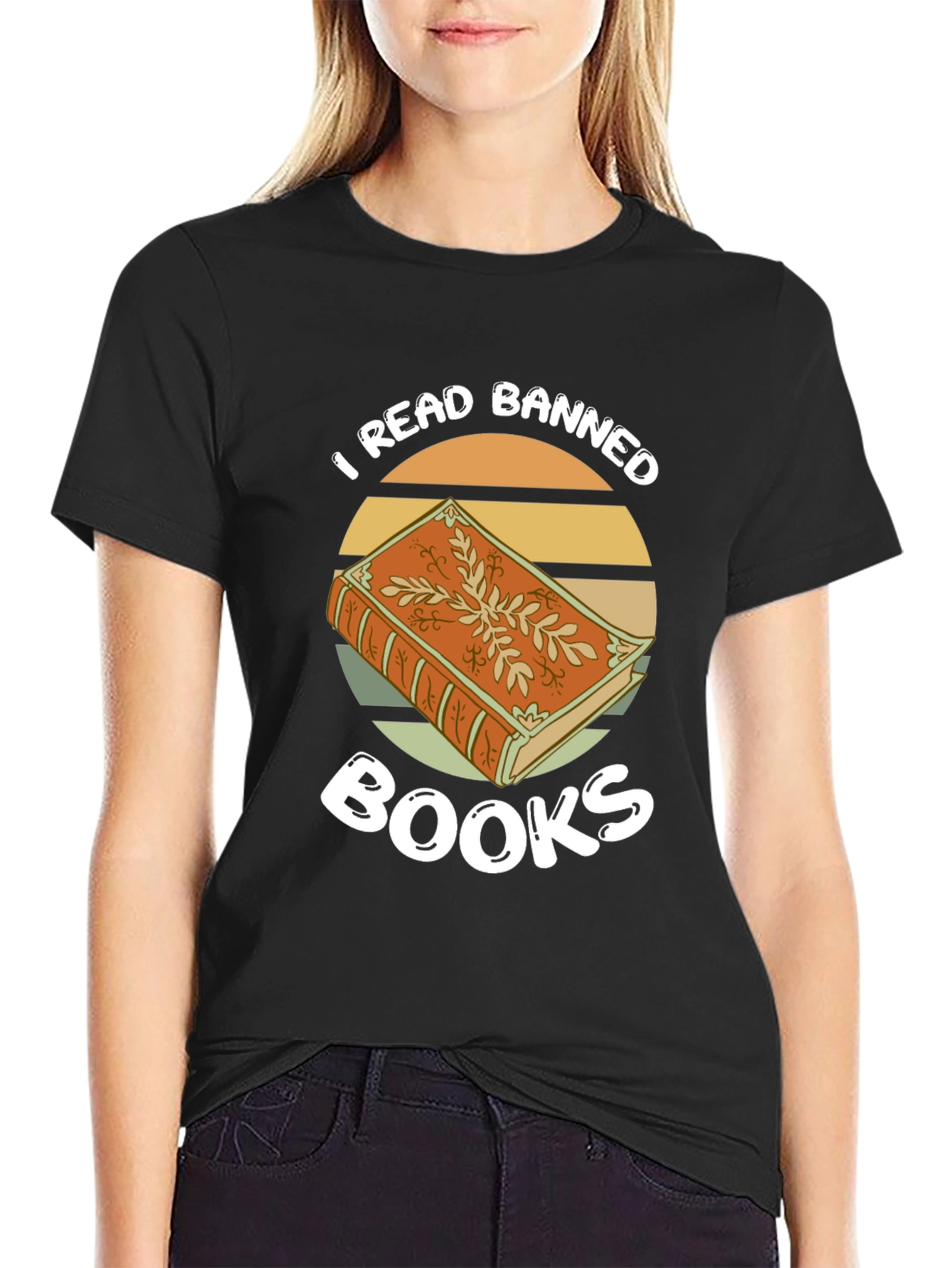 Black I Read Banned Books T-Shirt view 2