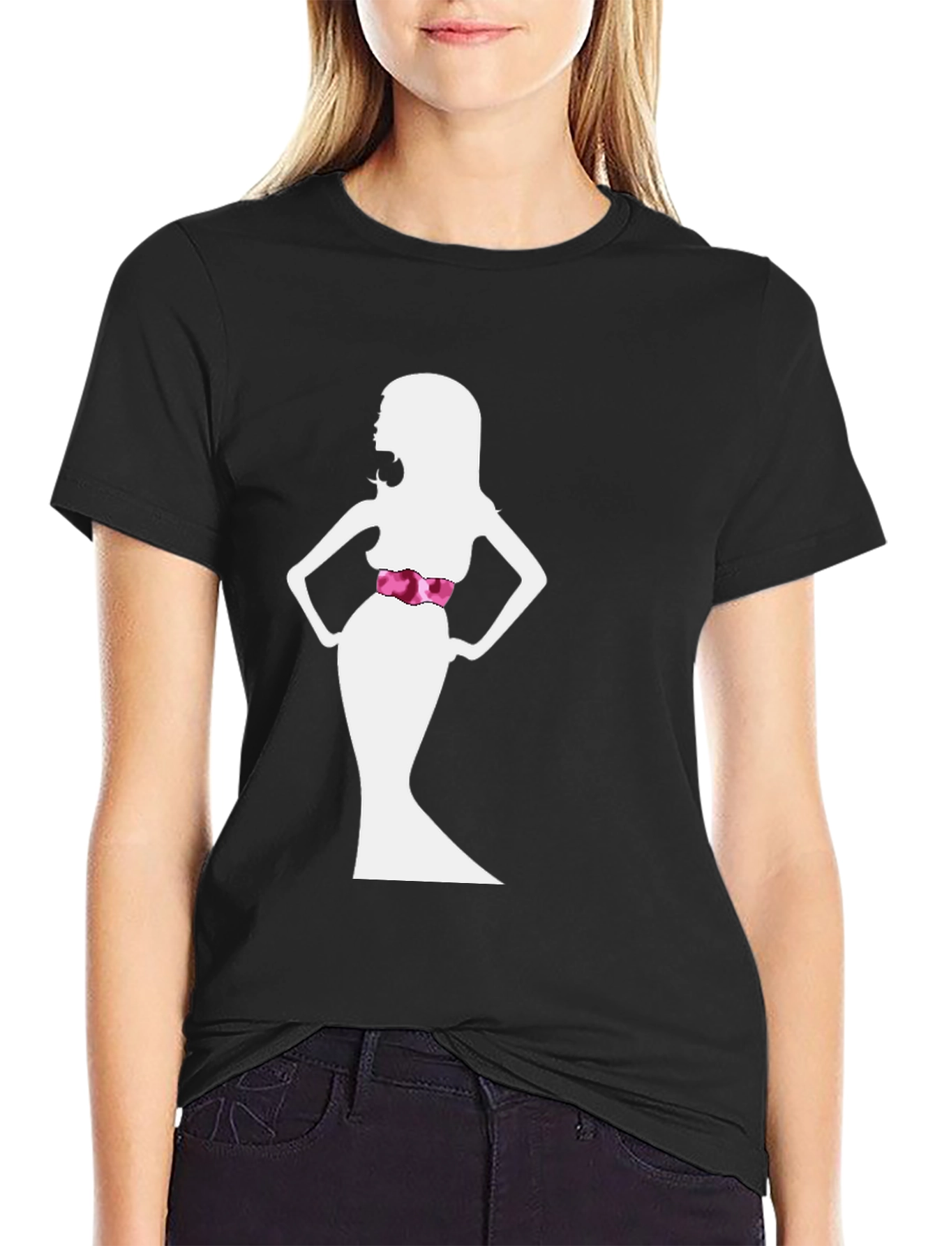 Black Silhouette Woman T-Shirt - Sleek & Stylish view 2