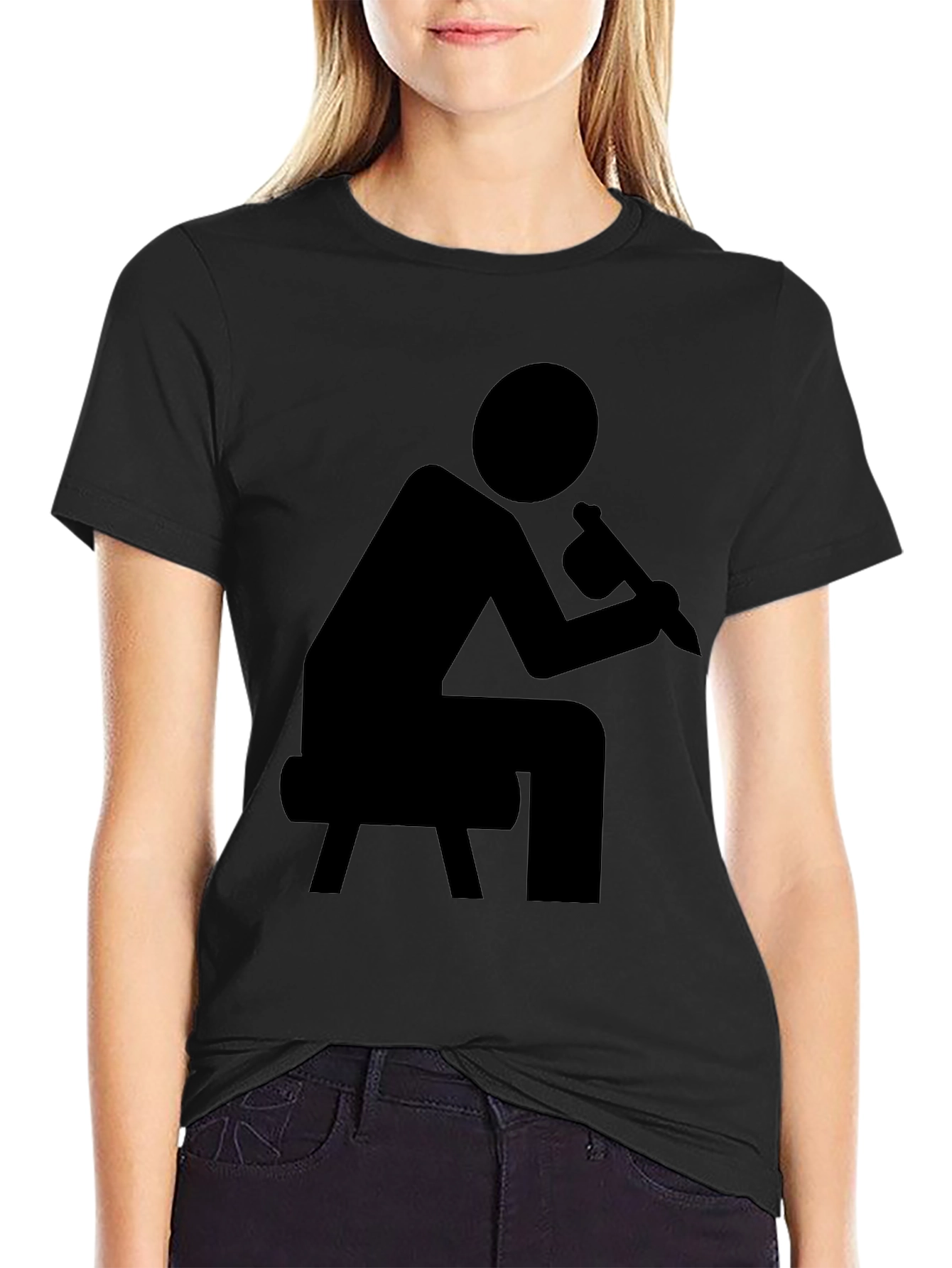 Black Painter Pictogram Graphic Tee - Black Unisex Shirt view 2