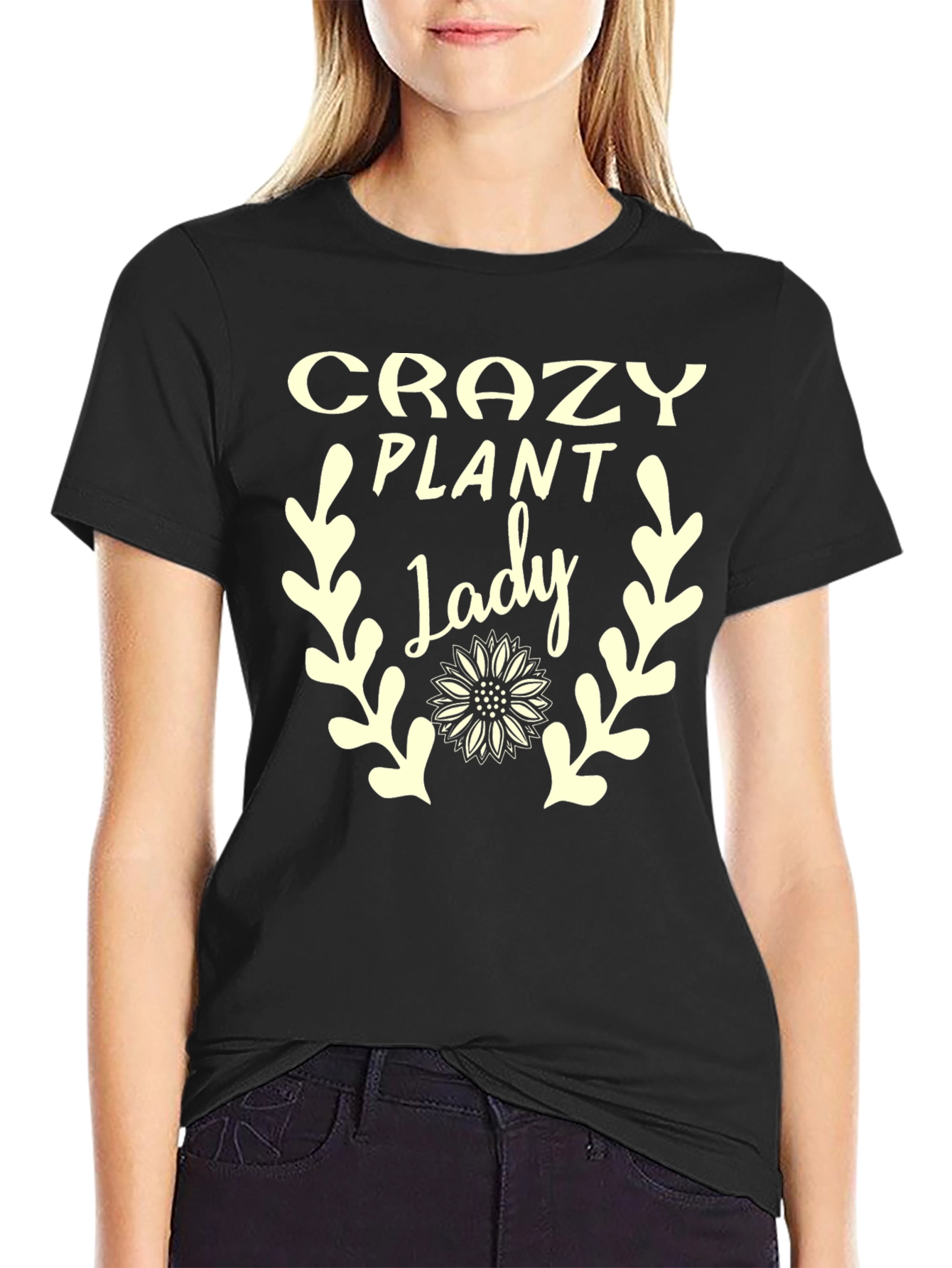 Black Crazy Plant Lady Graphic Tee - Unisex view 2
