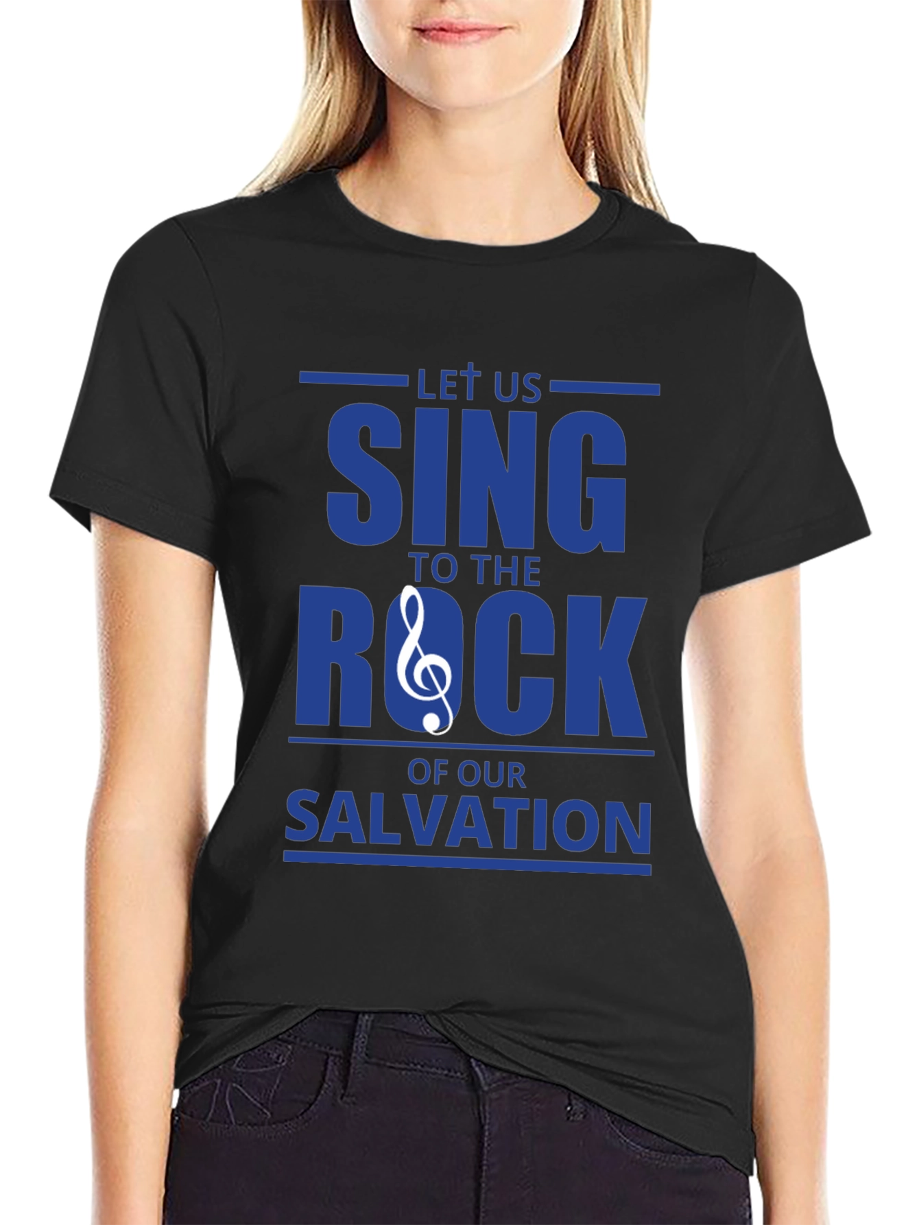 Black Let Us Sing To The Rock T-Shirt view 2