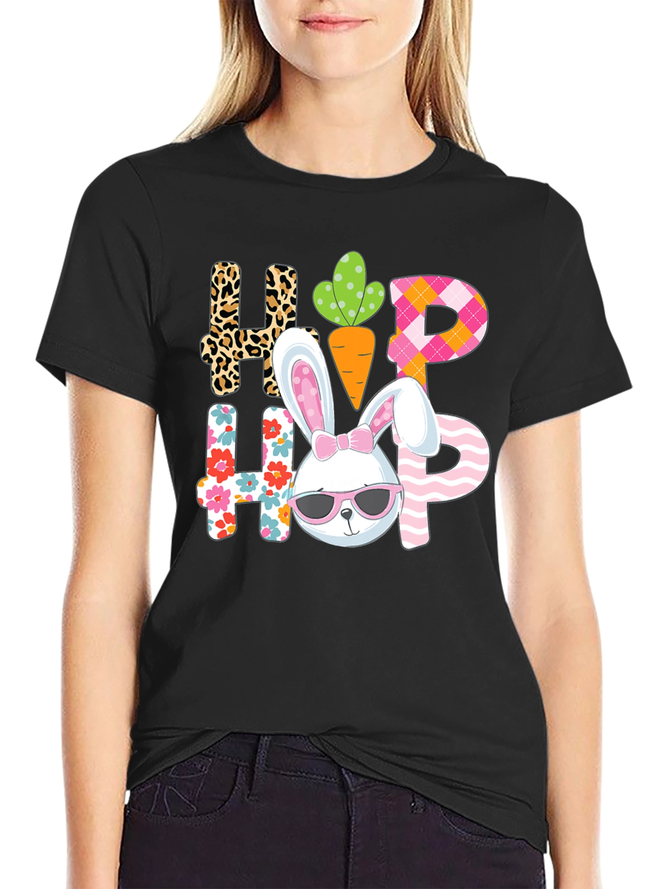 Black Hop Hip Easter Bunny T-Shirt view 2