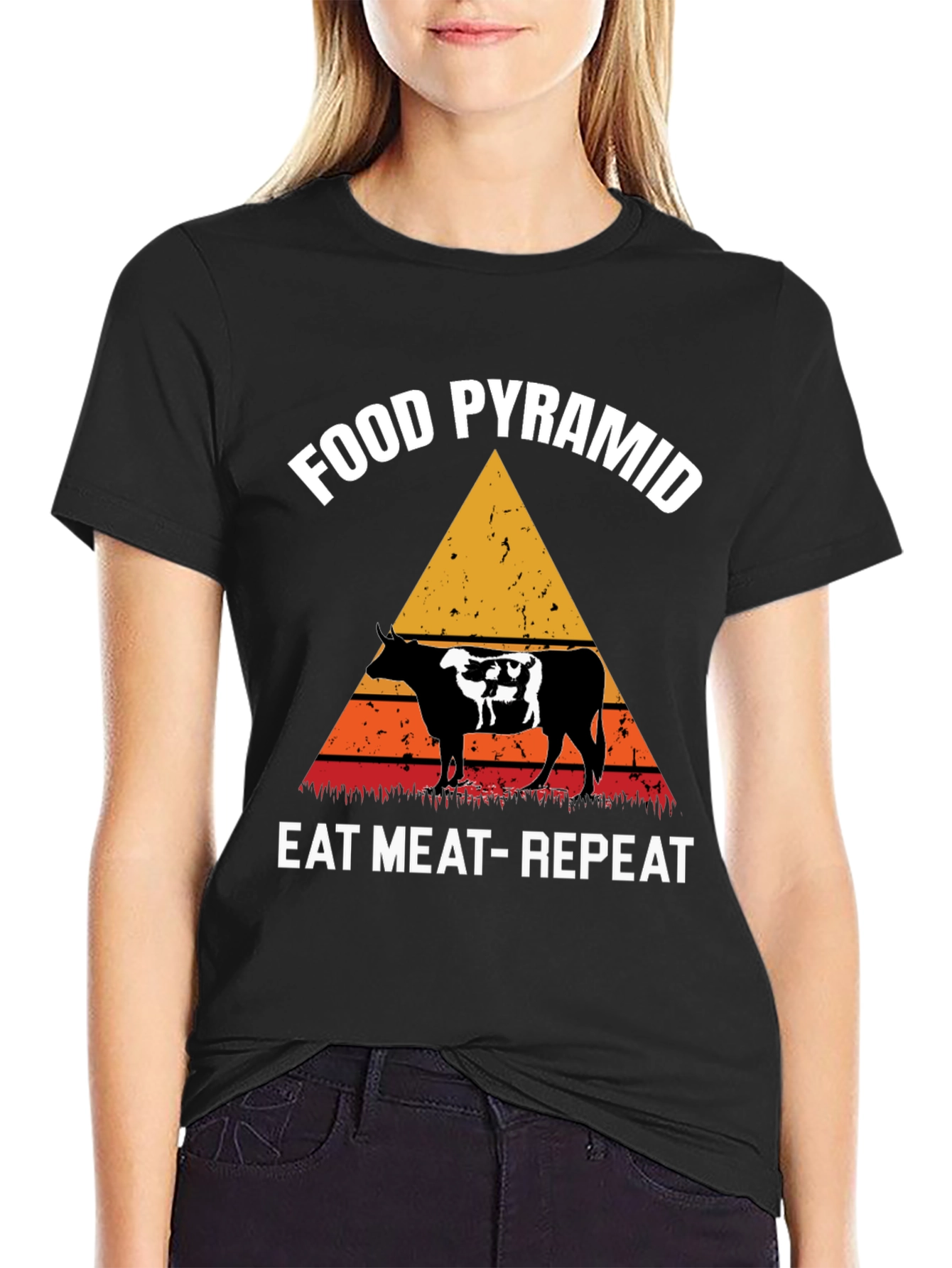 Food Pyramid Eat Meat Repeat Graphic Tee - 2