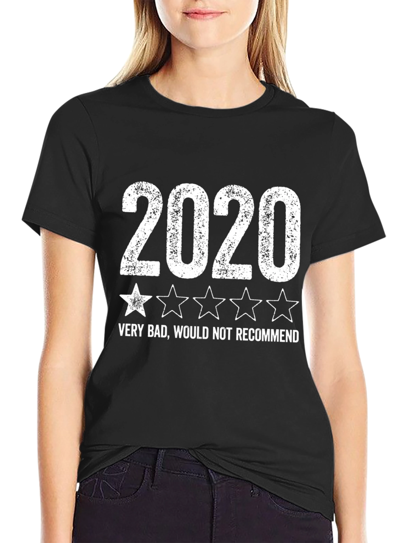 Black 2020 One Star T-Shirt - Funny Review Tee view 2