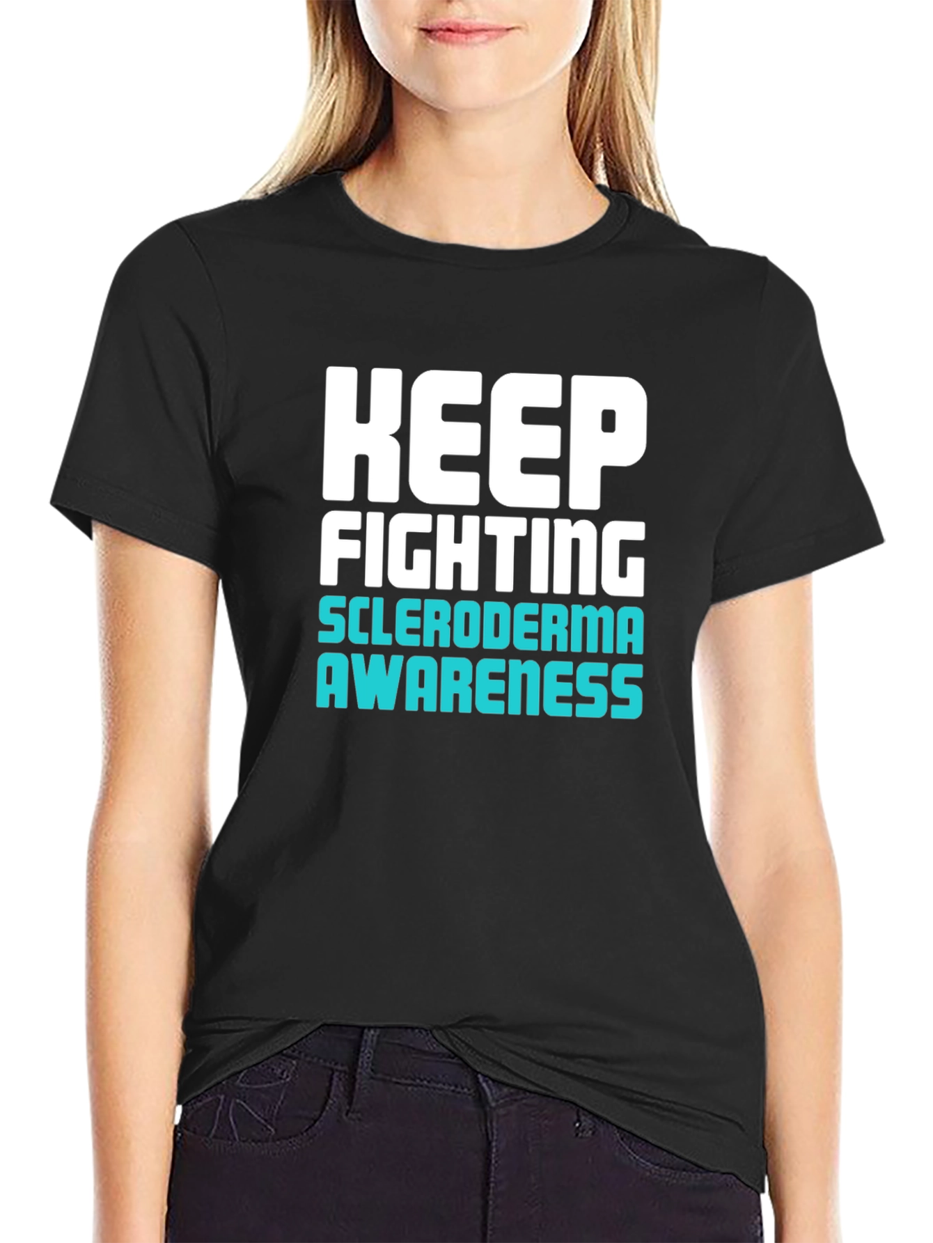 Keep Fighting Scleroderma Awareness Black T-Shirt - 2