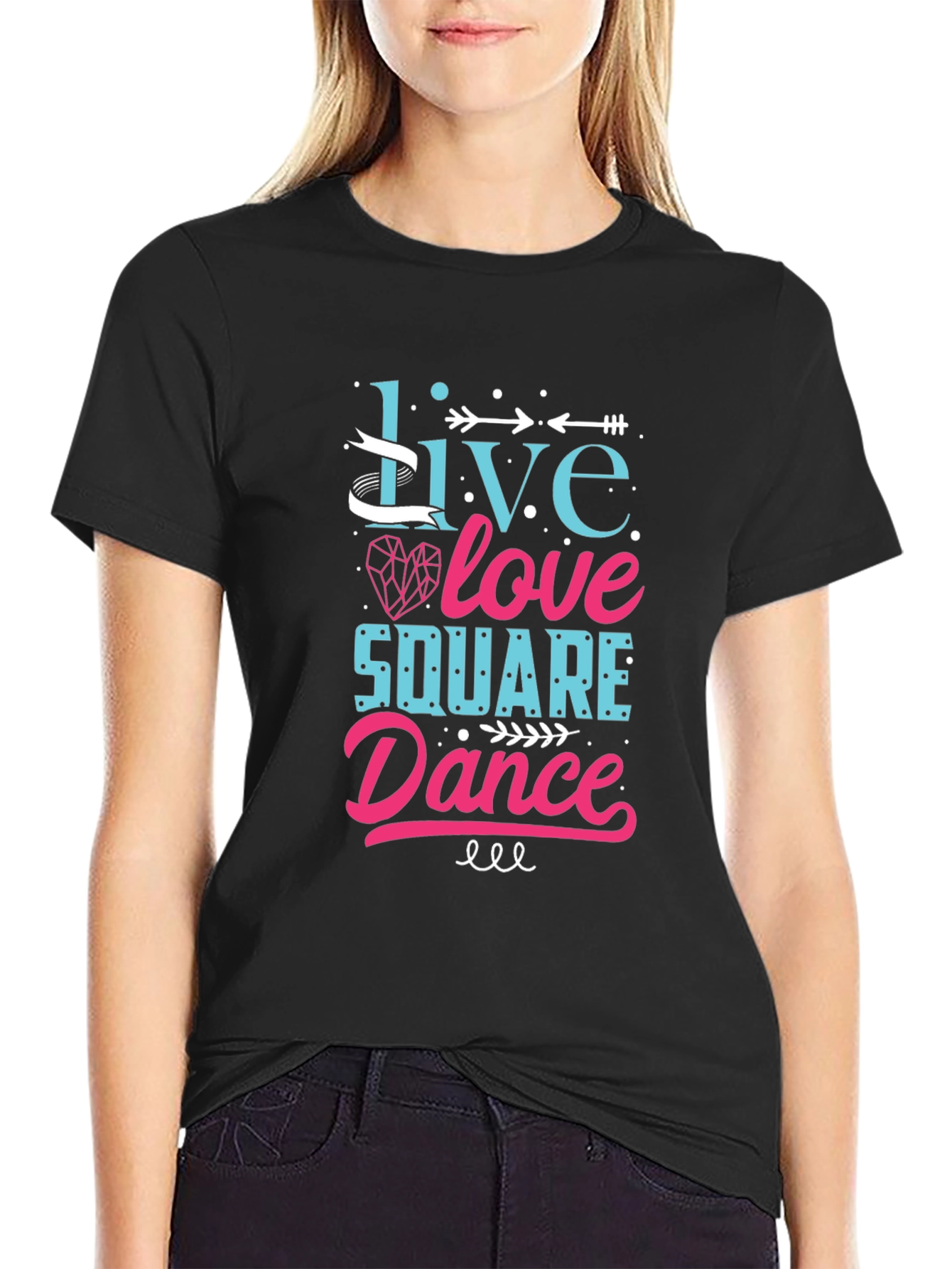 Black Live Love Square Dance Graphic Tee view 2