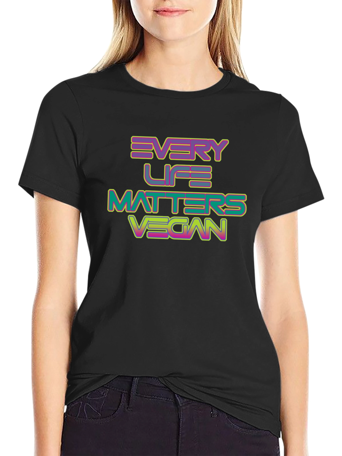 Black Every Life Matters Vegan T-Shirt - Black view 2