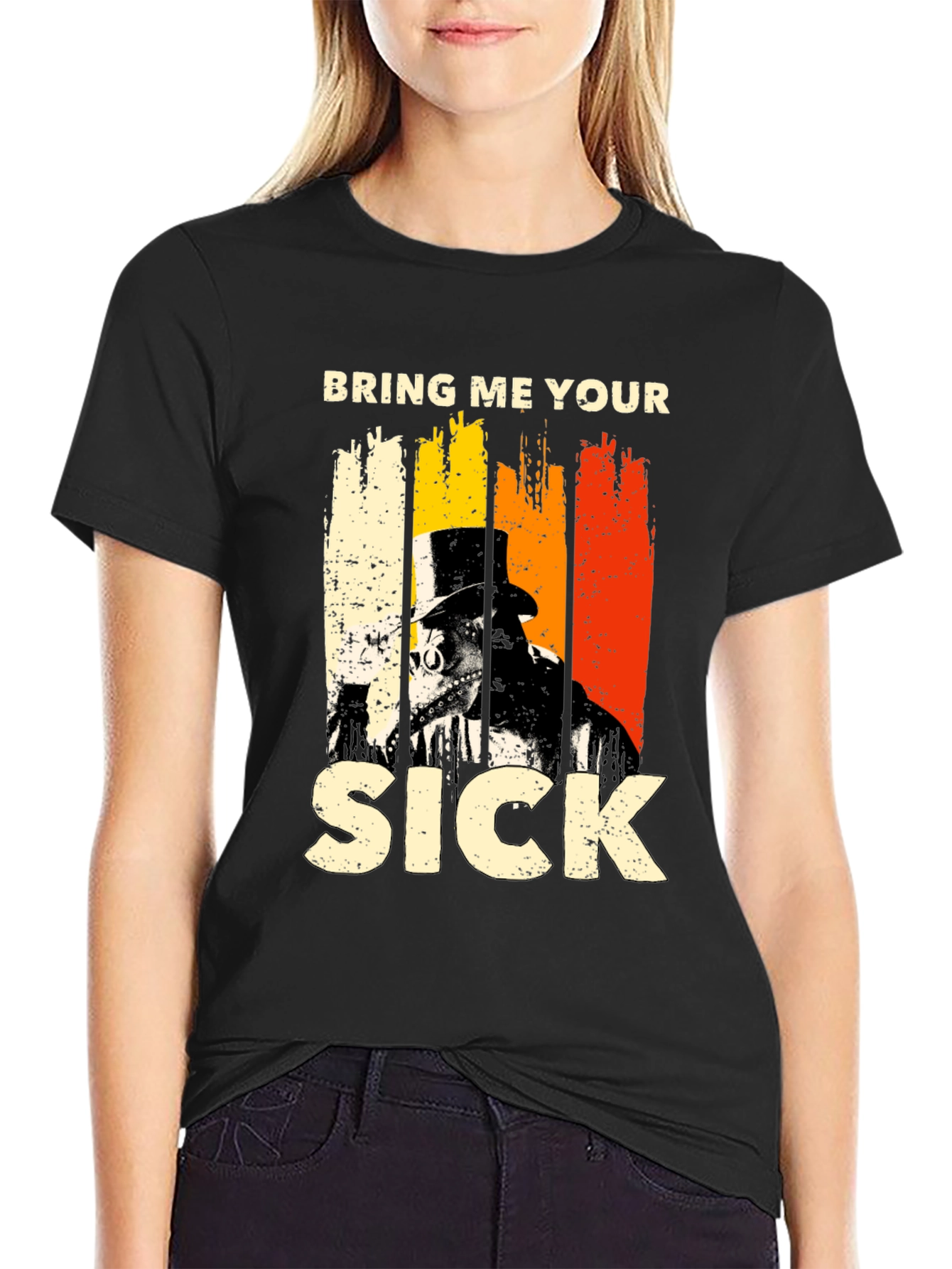 Black Bring Me Your Sick T-Shirt Plague Doctor Tee view 2