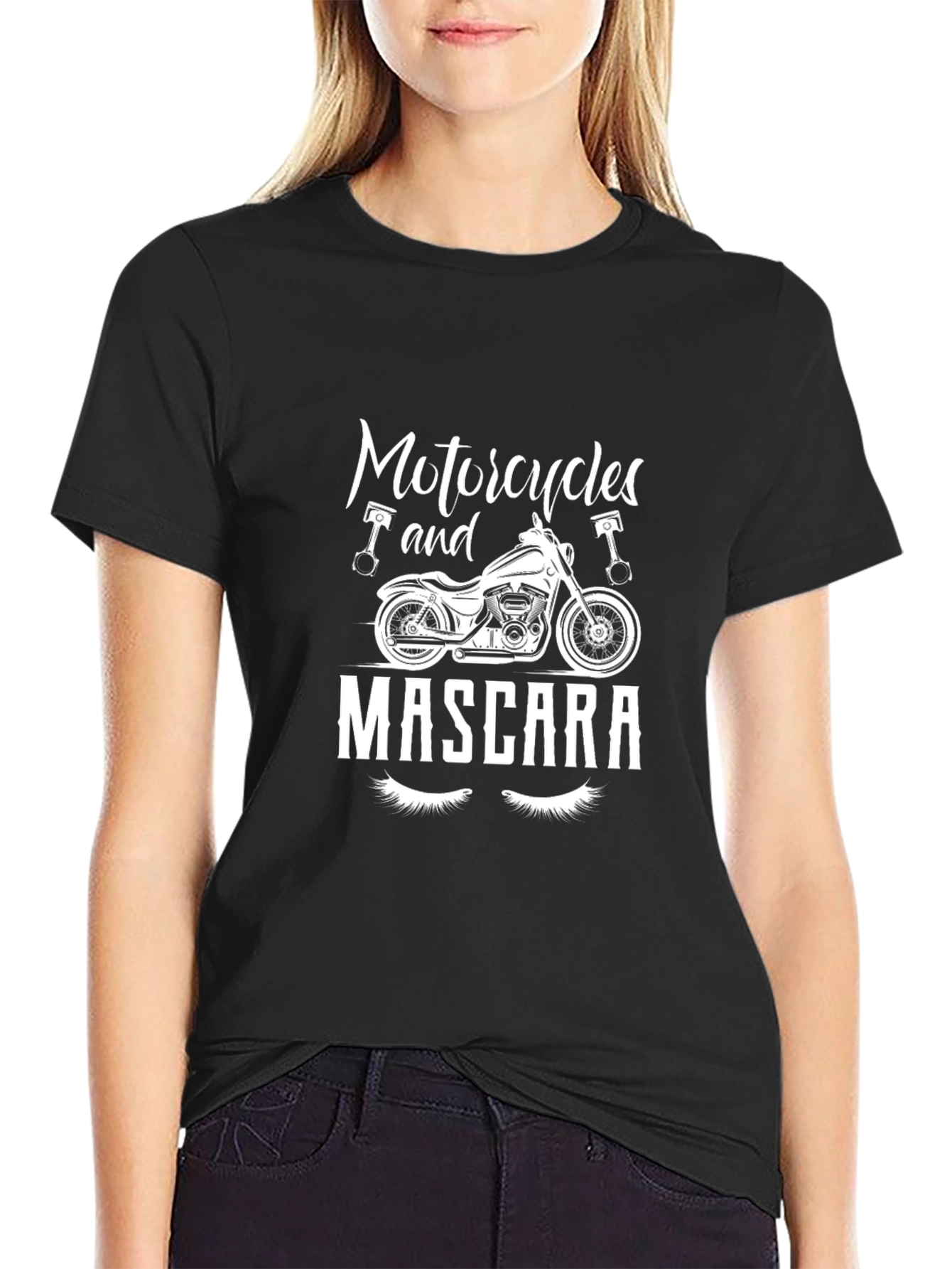 Black Motorcycles & Mascara Graphic T-Shirt view 2