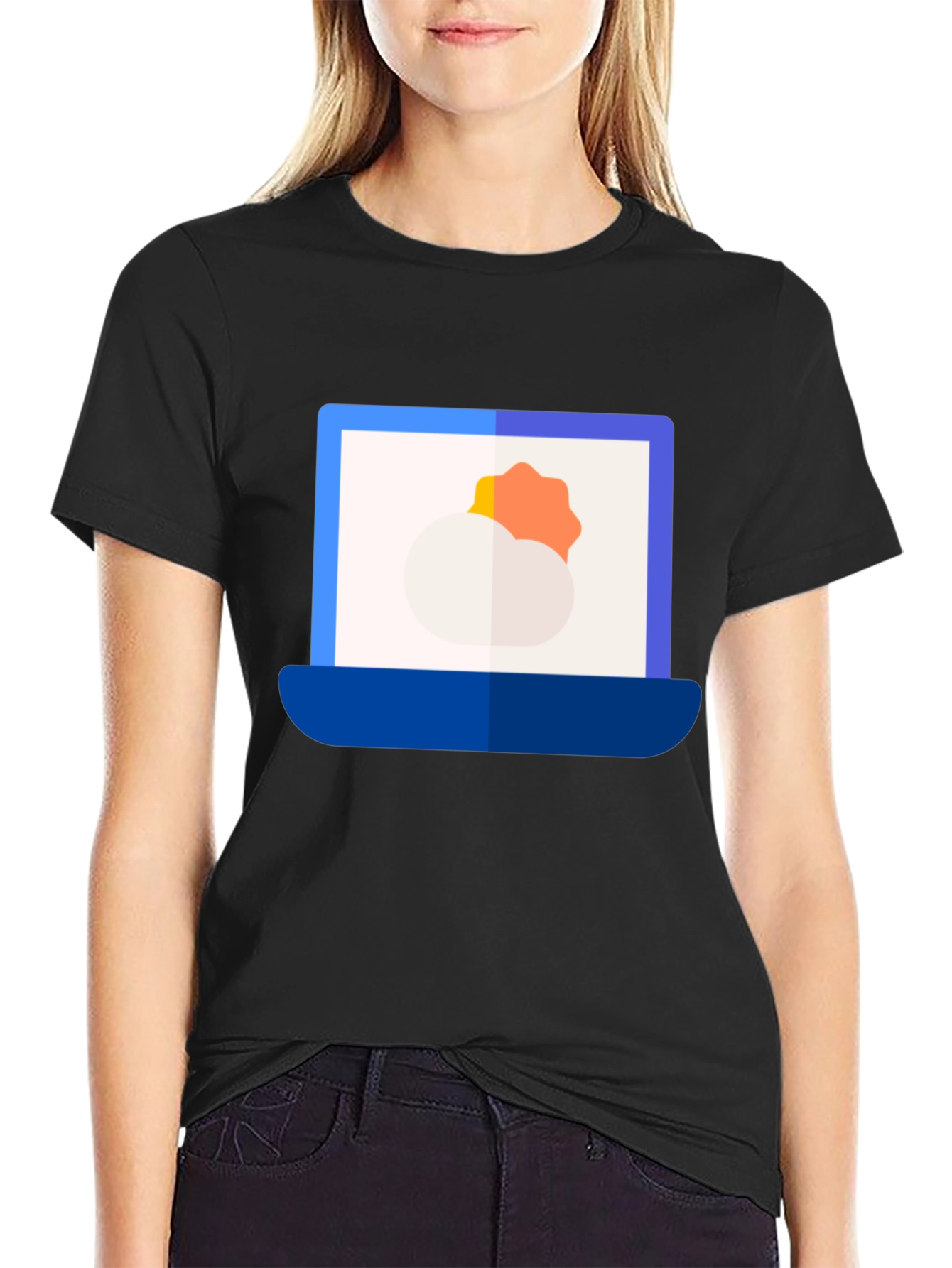 Black Weather Laptop Graphic Tee - Modern Style view 2