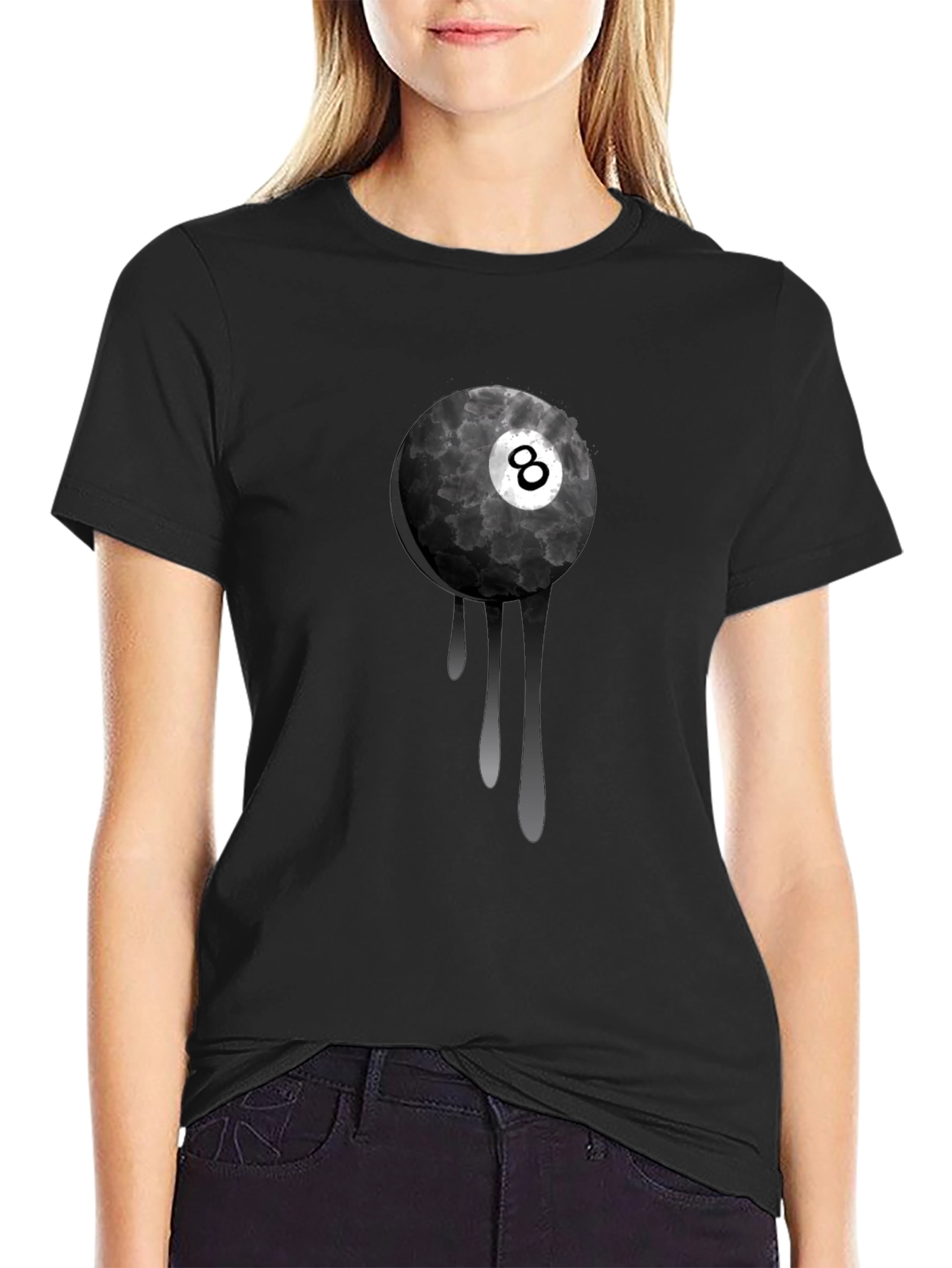 Black 8 Ball Drip Graphic Tee - Stylish Men's T-Shirt view 2