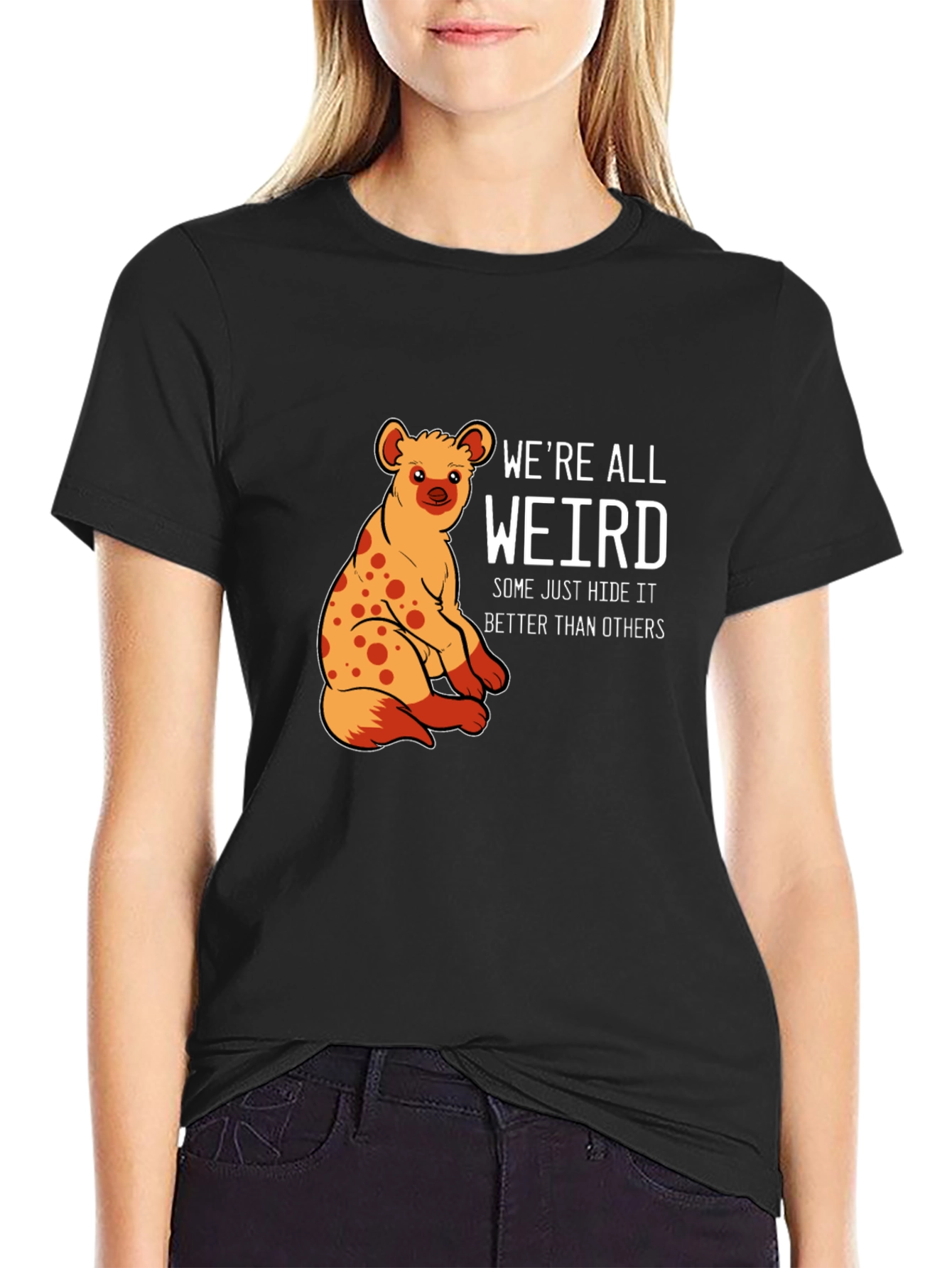 Black We're All Weird Hyena Graphic Tee view 2