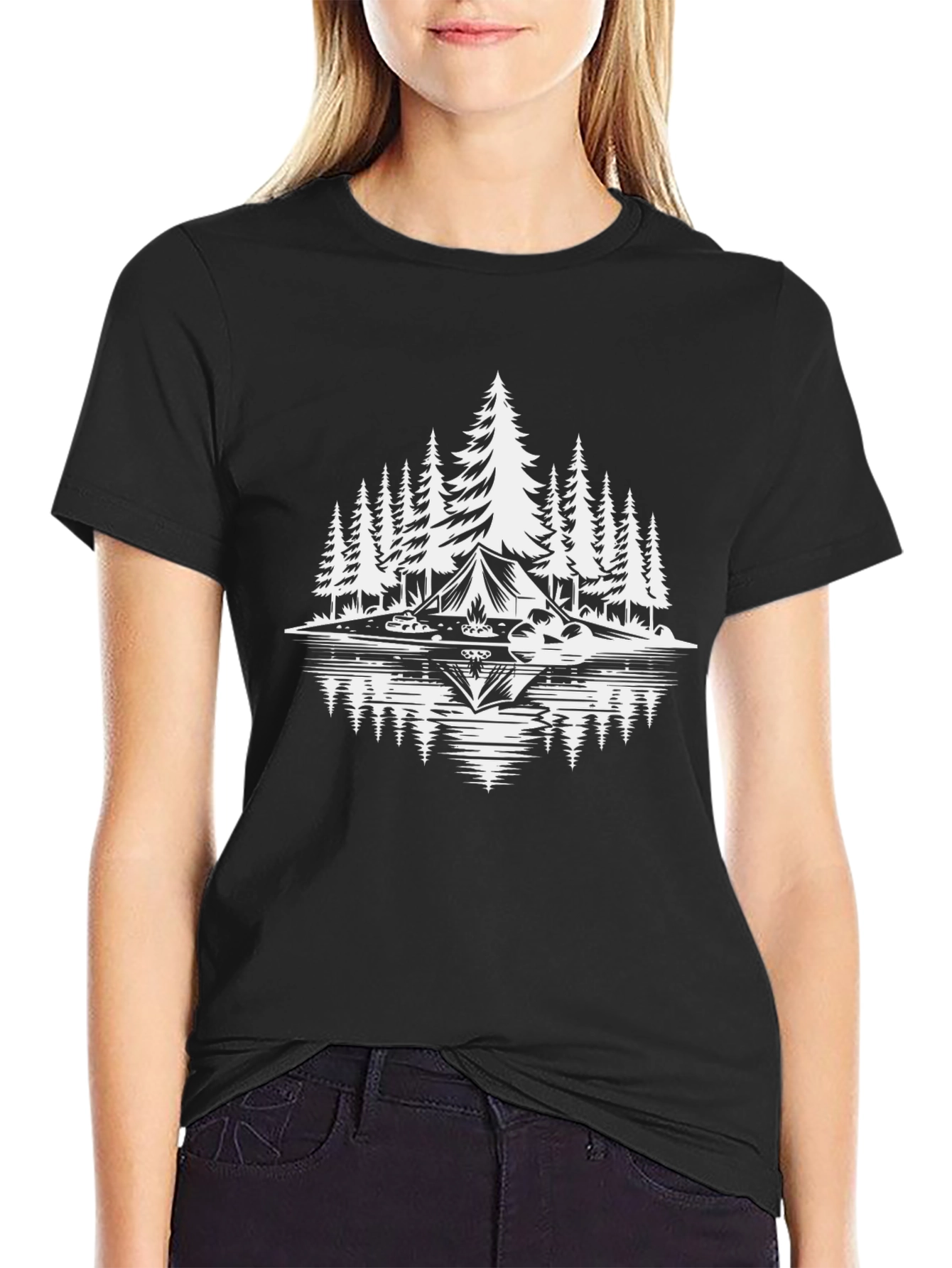 Black Camping Adventure T-Shirt view 2